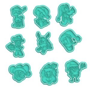Christmas Cartoons Characters Cookie Cutter Set Of 9