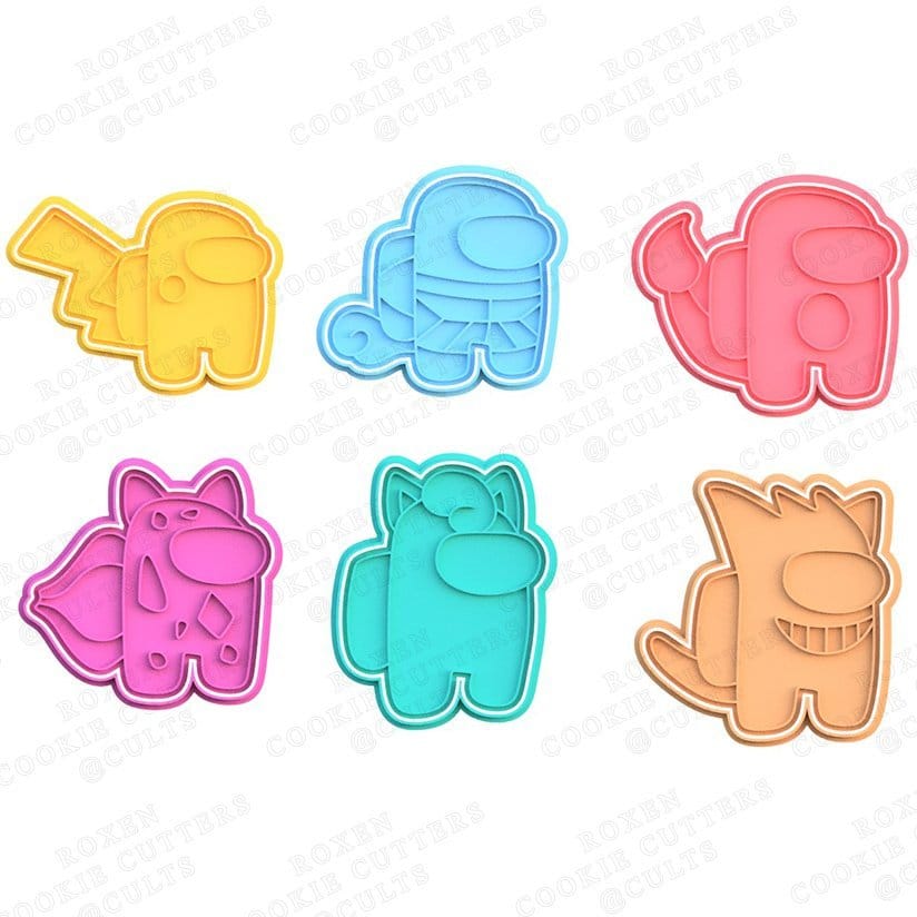 Among Us Pokemon Cookie Cutter Set Of 6 cookie cutter