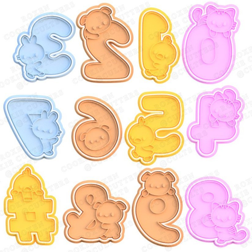 Cute Animals Numbers Cookie Cutter Set Of 12 cookie cutter