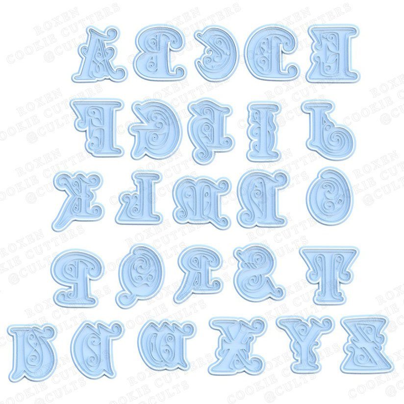 Gothic Alphabet Cookie Cutter Set Of 52 cookie cutter