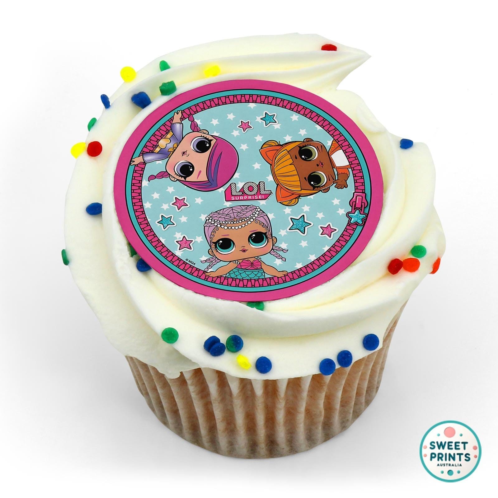 Lol Surprise Stars Round edible cake topper