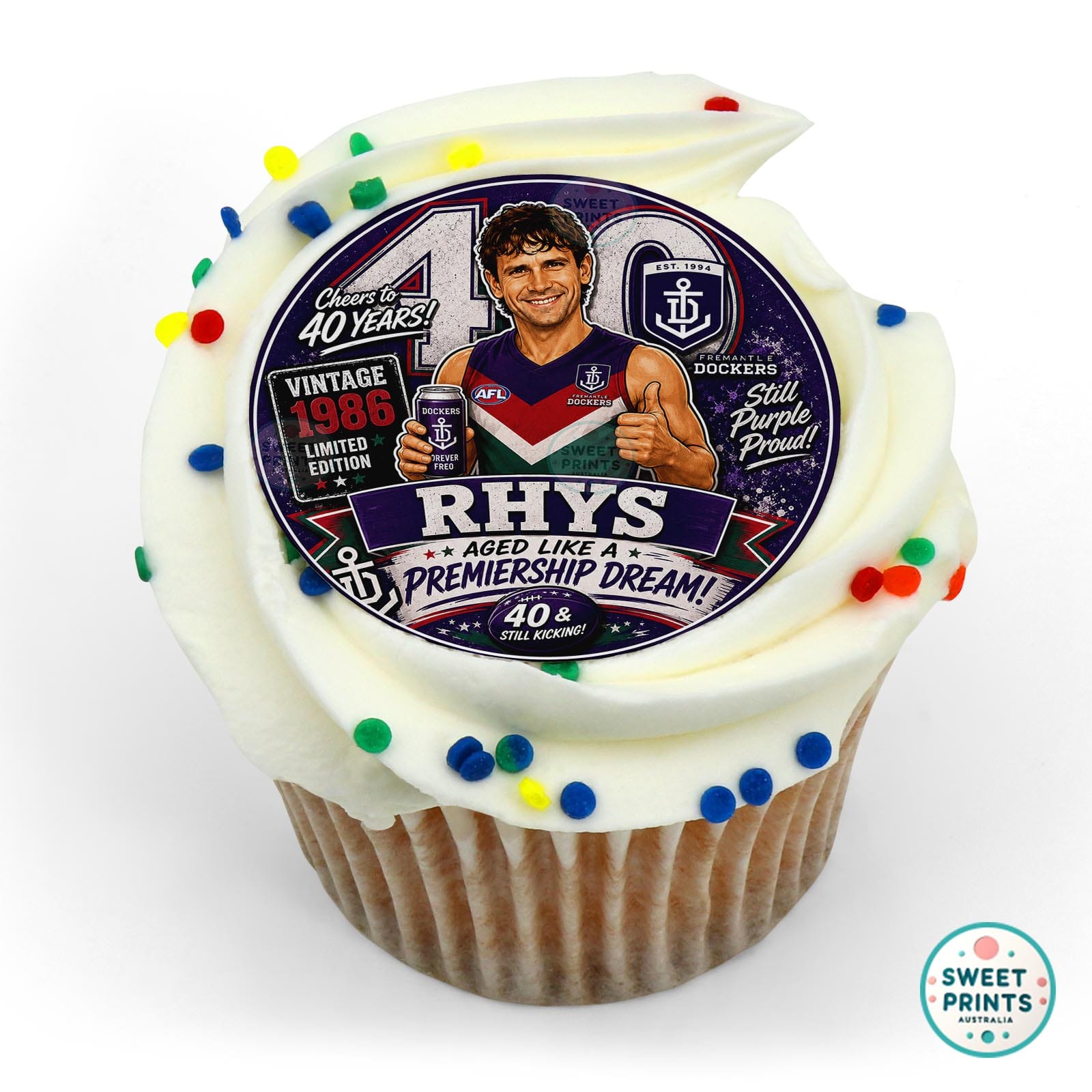 Afl Fremantle Dockers Custom 2207 edible cake topper