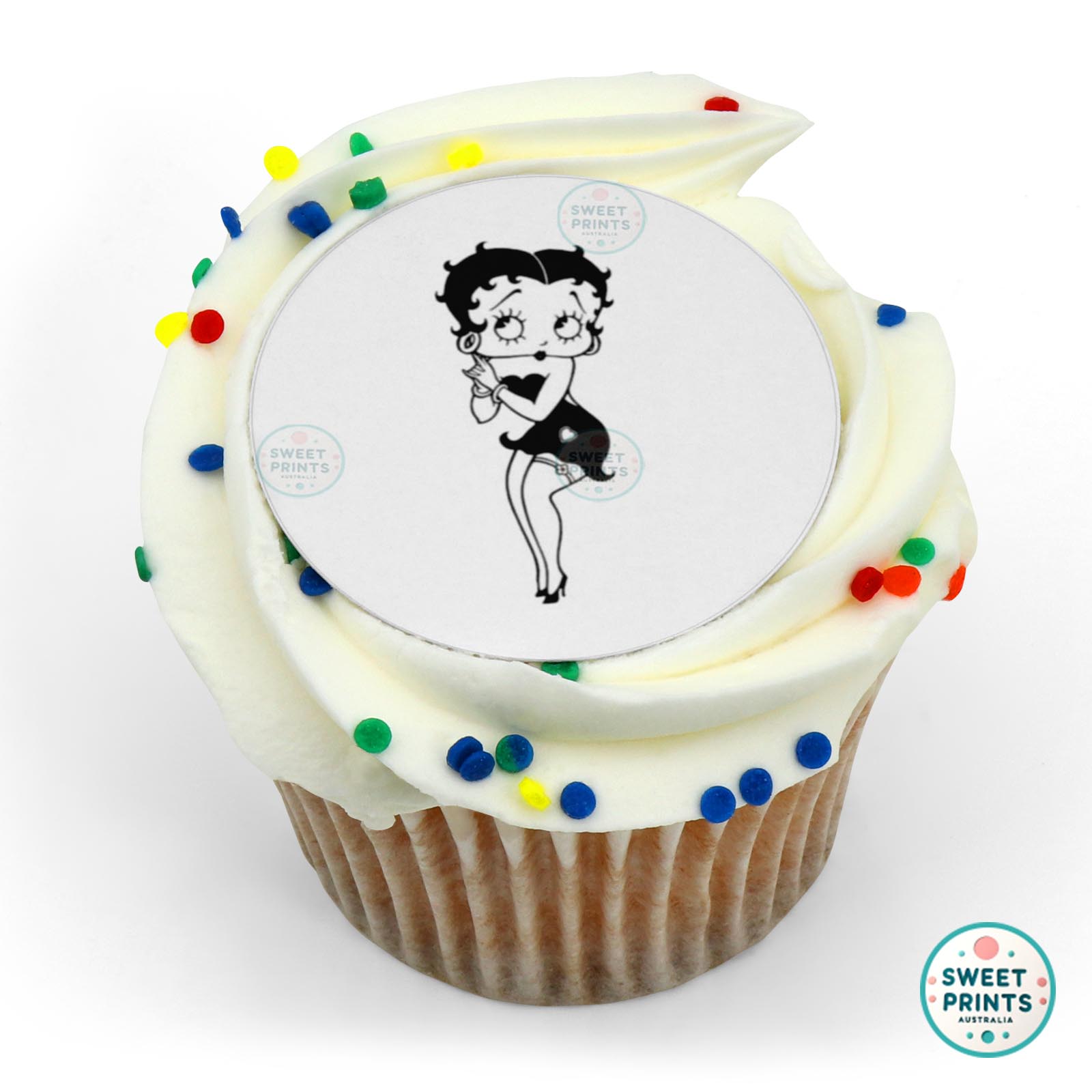 Betty Boop Black And White edible cake topper