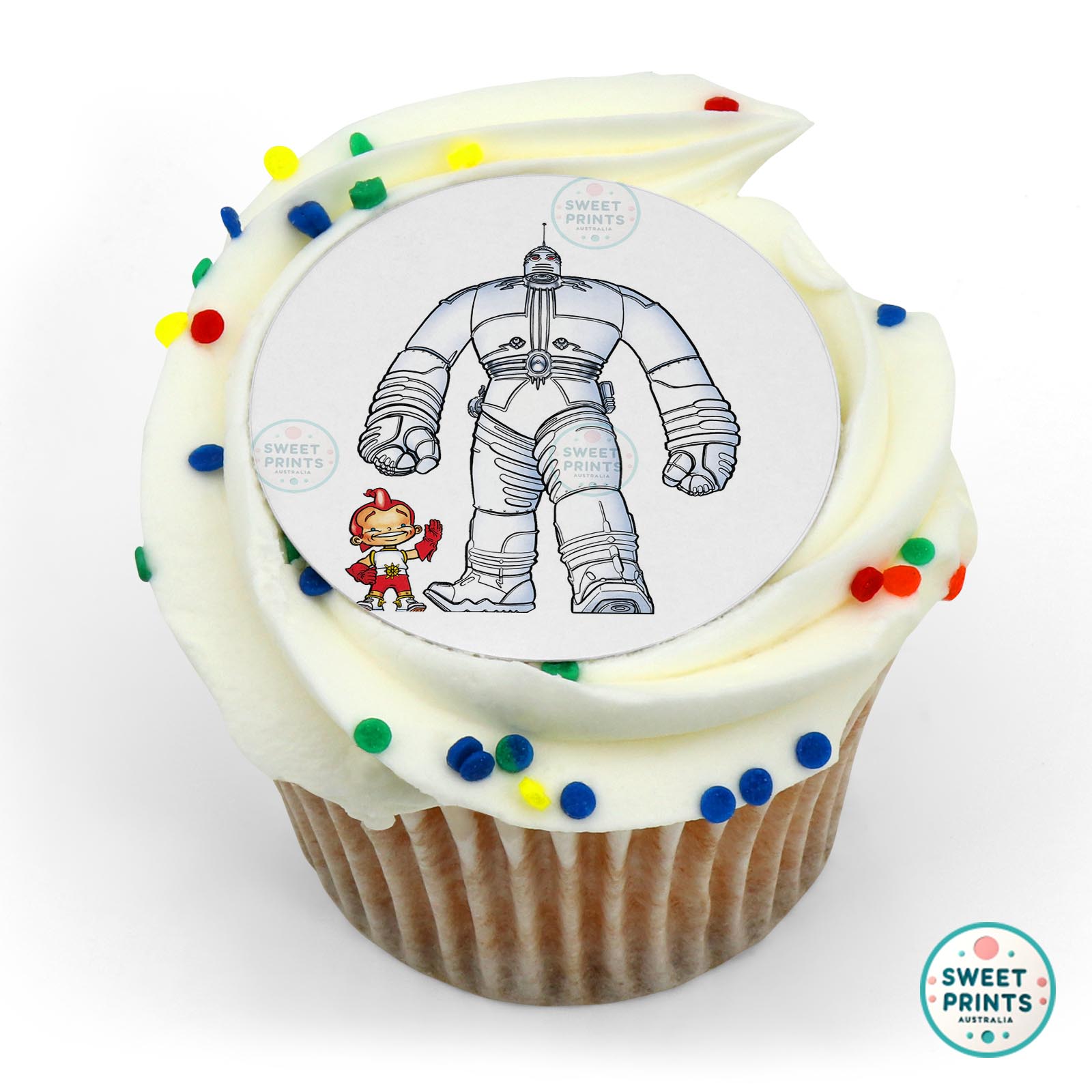 Big Guy And Rusty The Boy Robot Robot Boy Standing edible cake topper