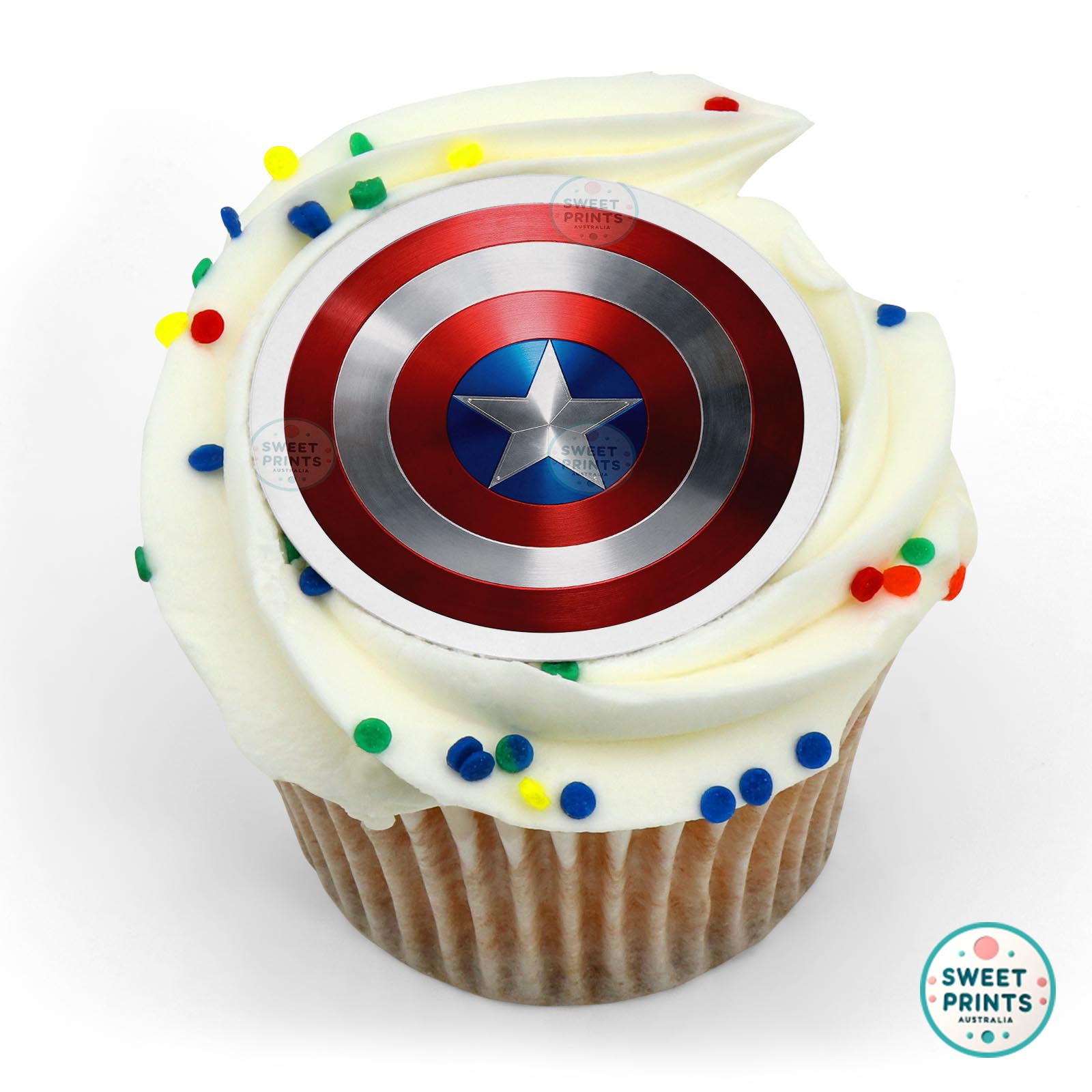 Captain America Photorealistic Shield edible cake topper