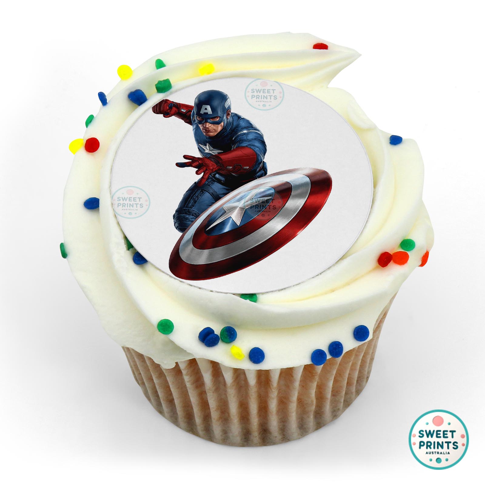 Captain America Shield Front edible cake topper