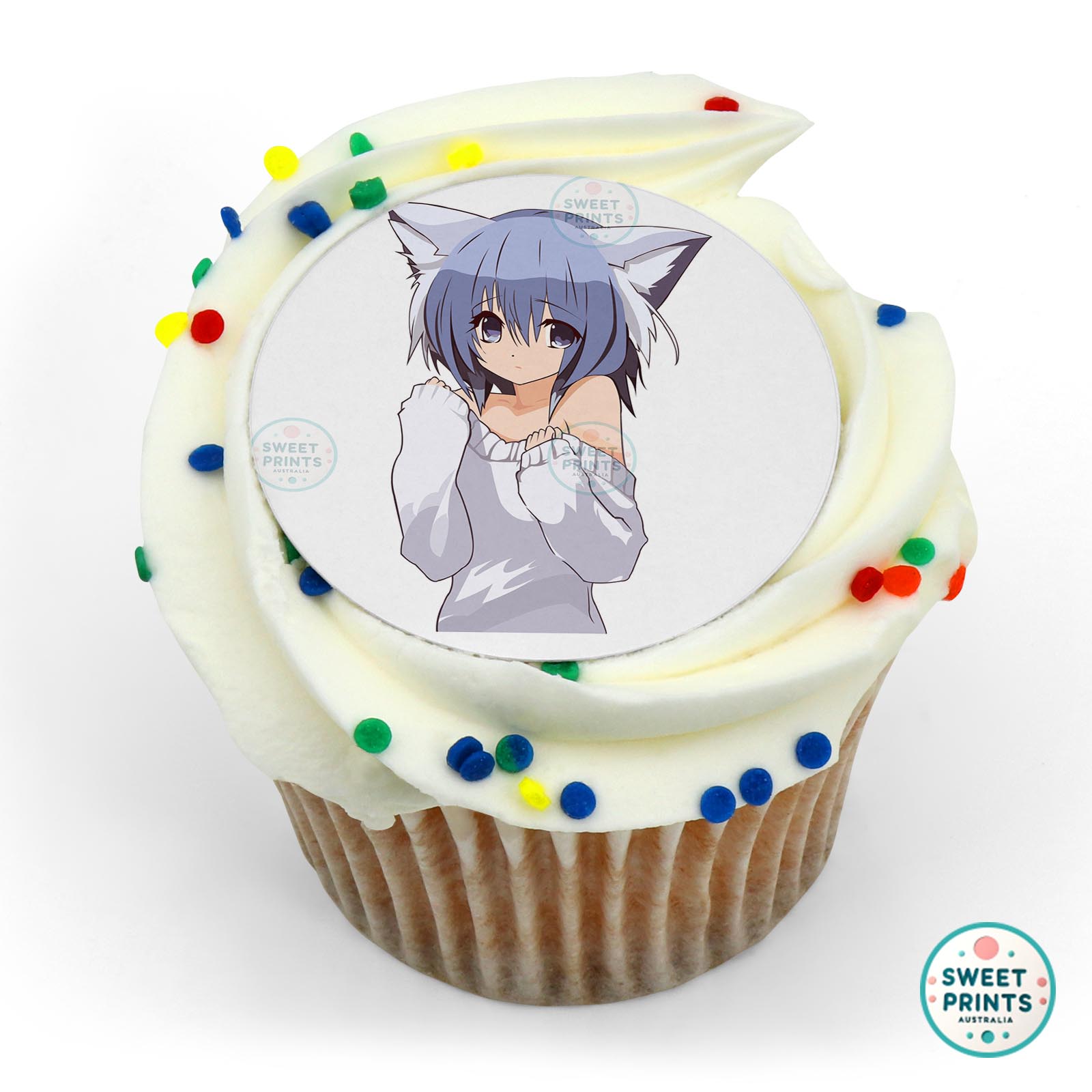 Cat Girl Pullover edible cake topper