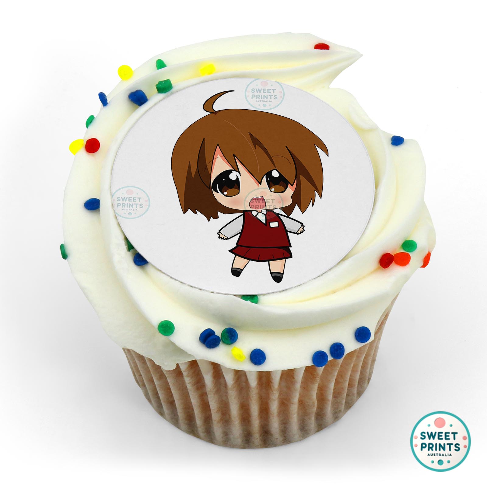 Chibi School Girl edible cake topper