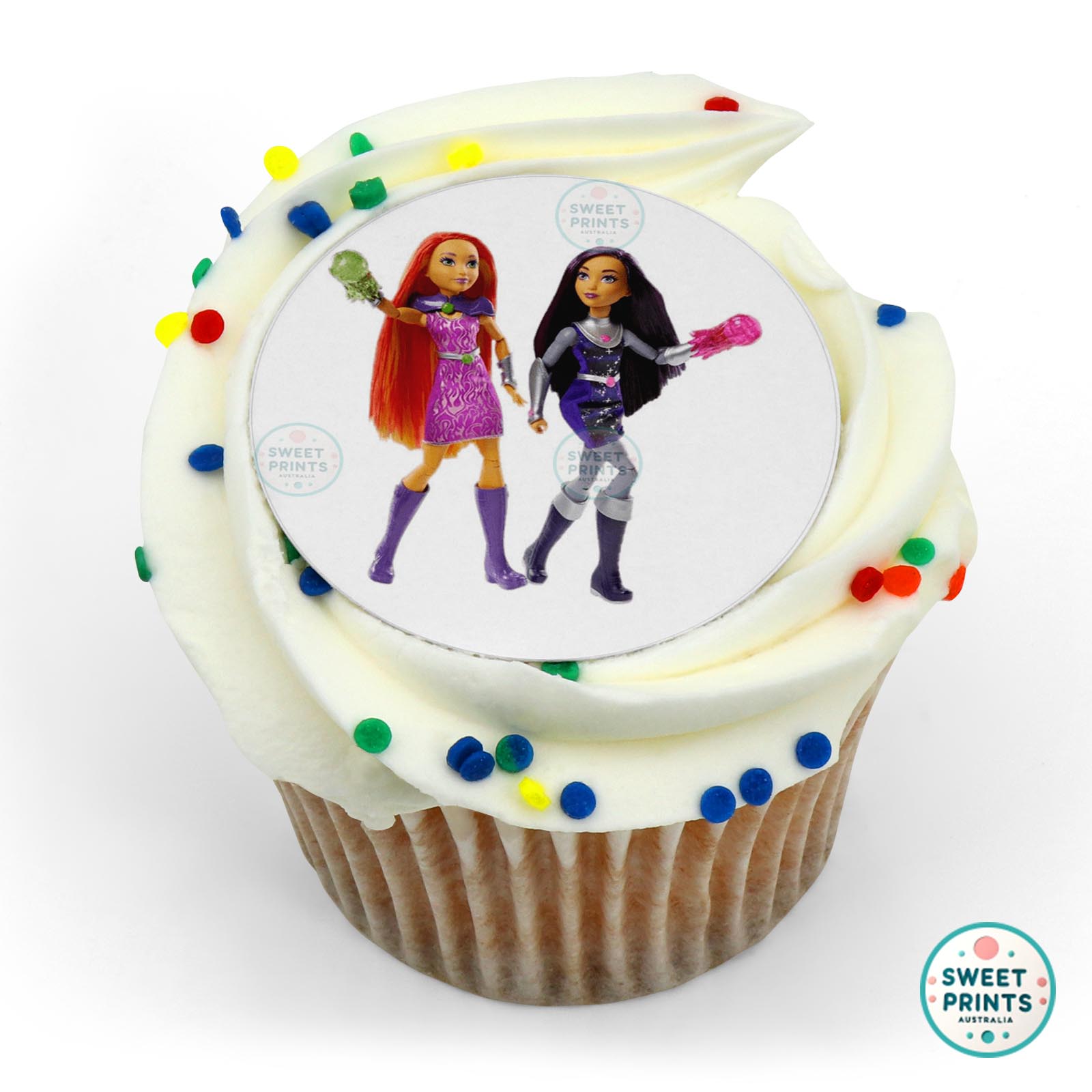 Dc Super Hero Girls Starfire And Sapphire edible cake topper