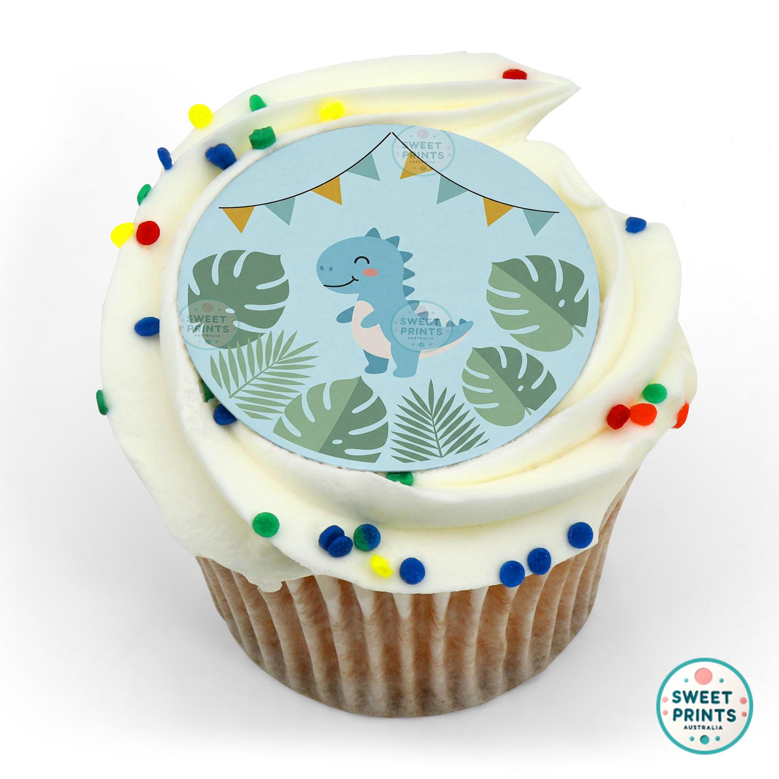 Dinosaur Blue Bunting edible cake topper