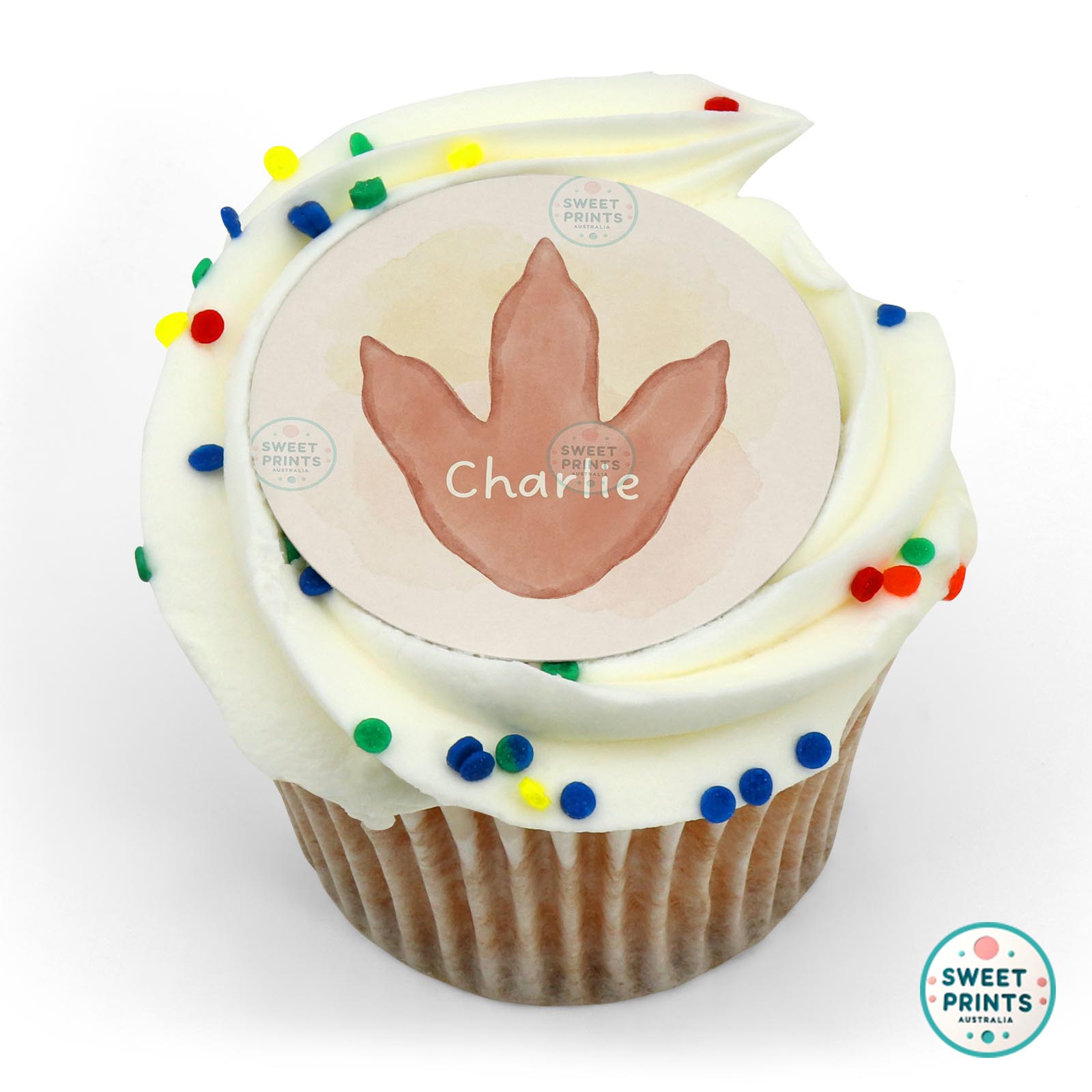 Dinosaur Footprint Name edible cake topper