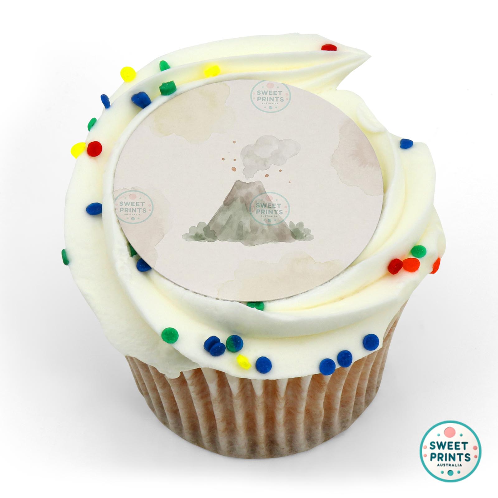 Dinosaur Volcano edible cake topper