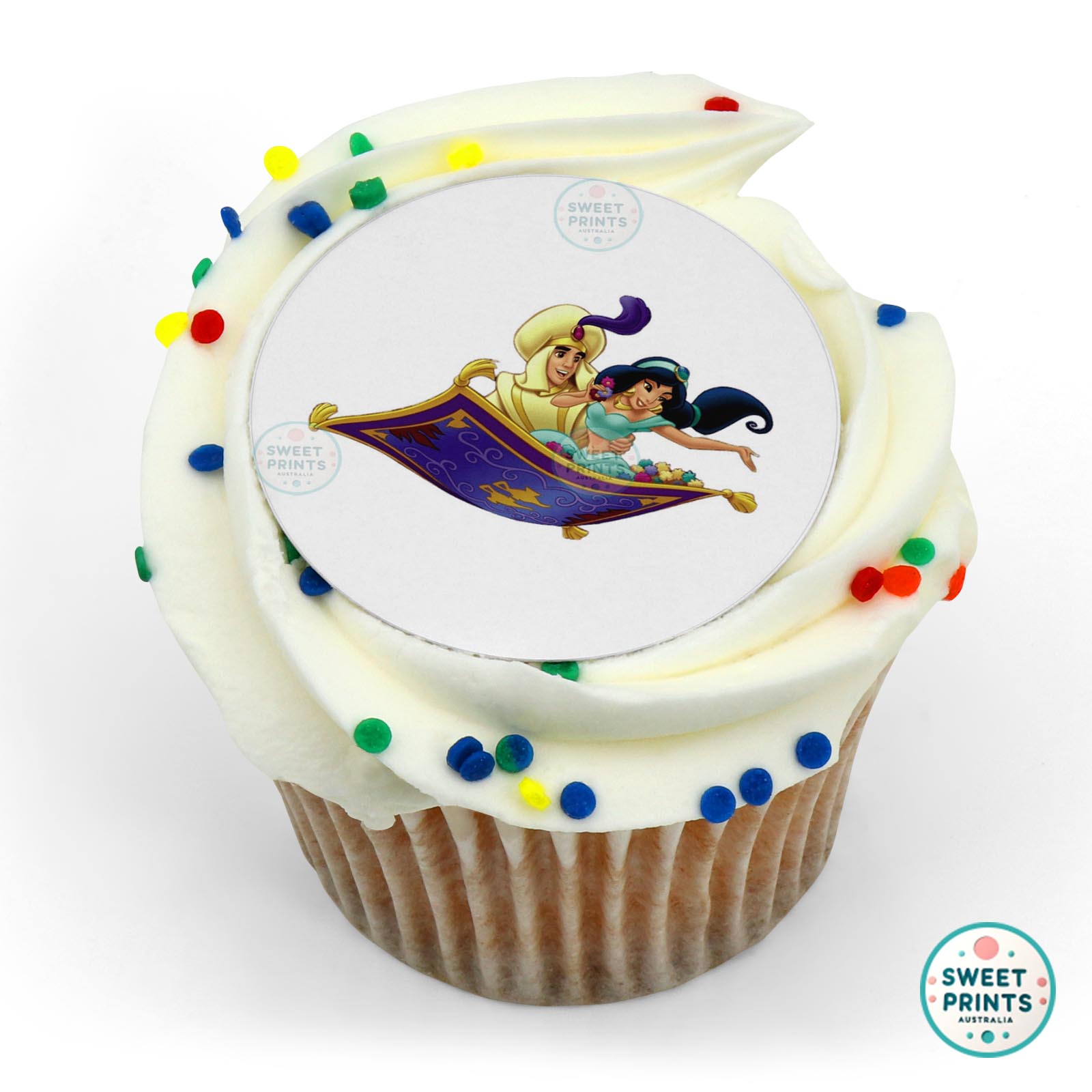 Disney Princess Aladdin And Jasmine On The Magic Carpet edible cake topper