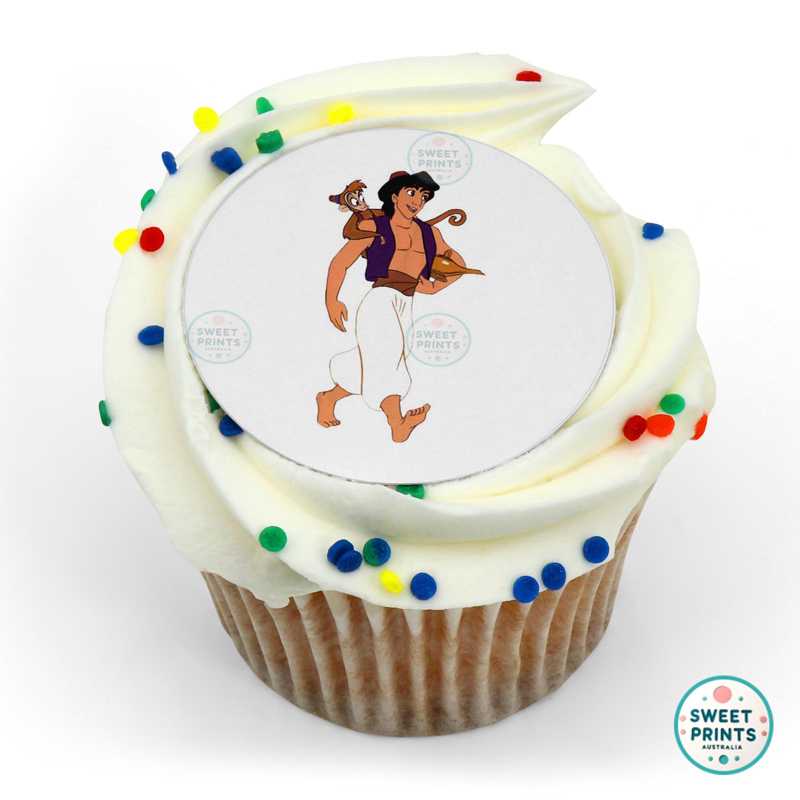 Disney Princess Aladdin With Abu On His Shoulder edible cake topper