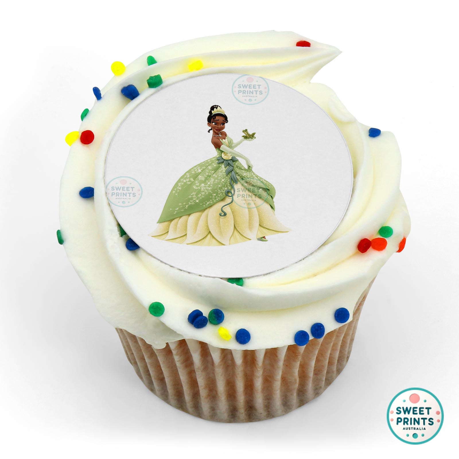 Disney Princess The Princess And The Frog Tiana With Frog On Her Hand edible cake topper