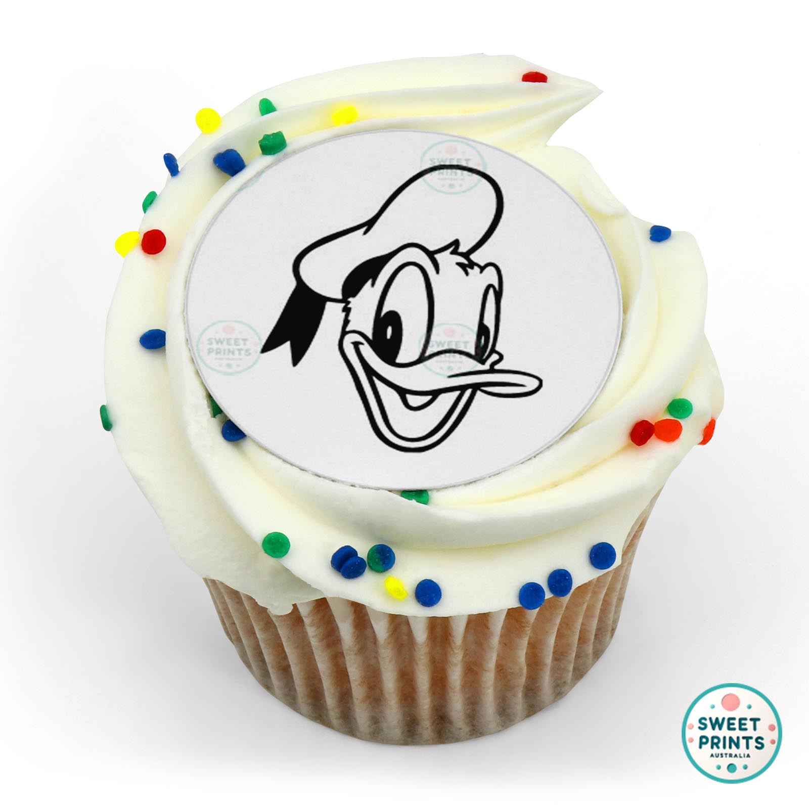Donald Duck Black And White edible cake topper