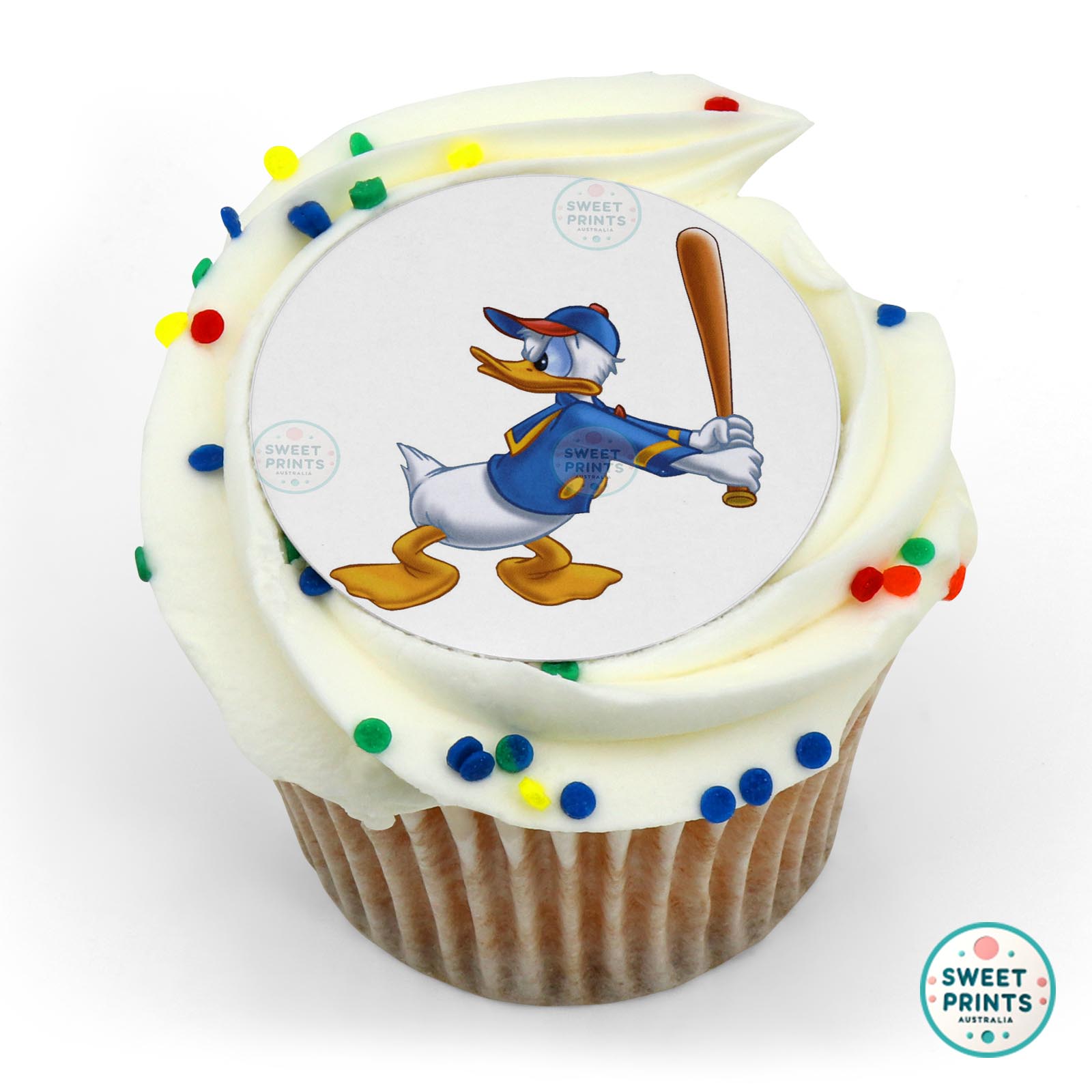 Donald Duck Playing Baseball edible cake topper
