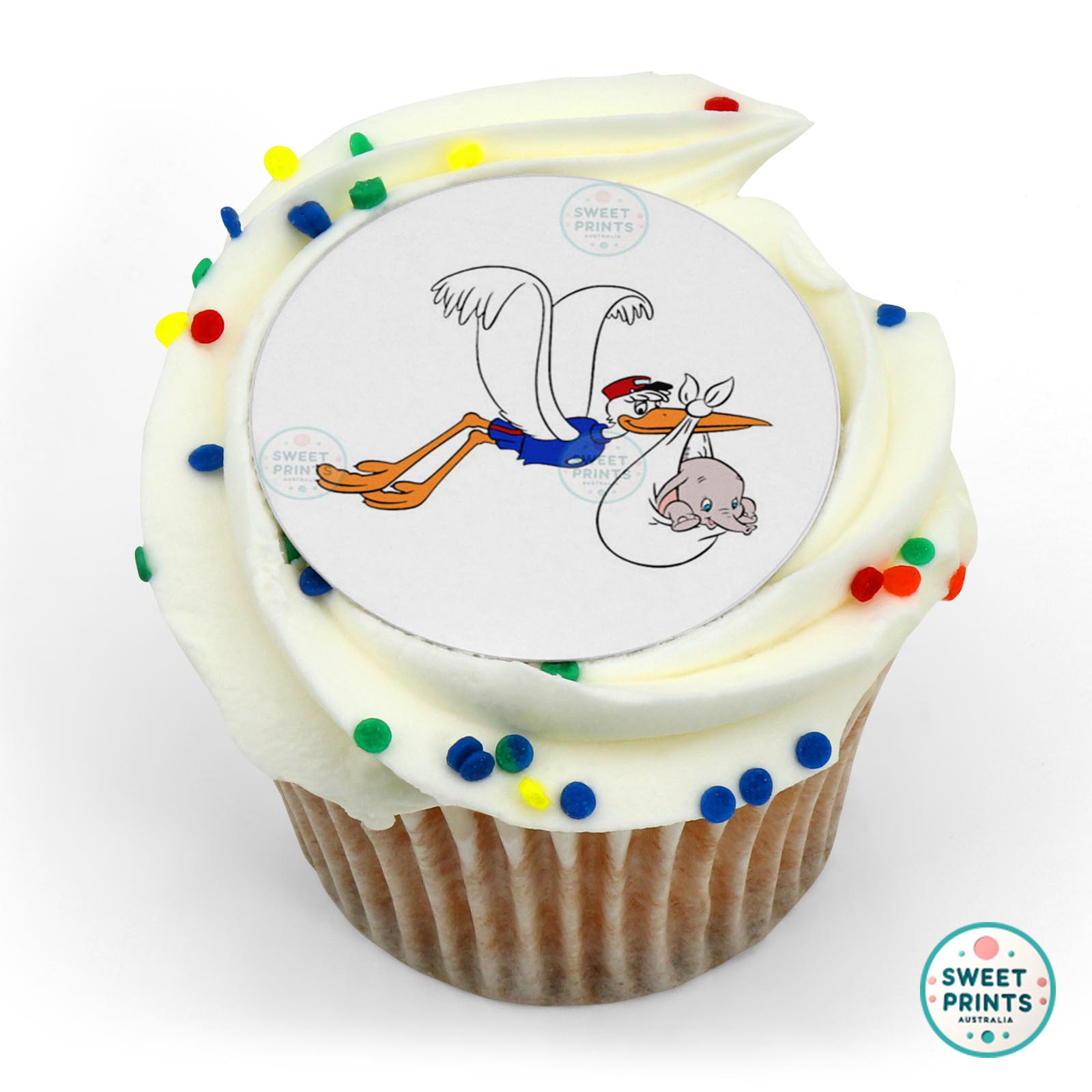 Dumbo Transported By Stork edible cake topper
