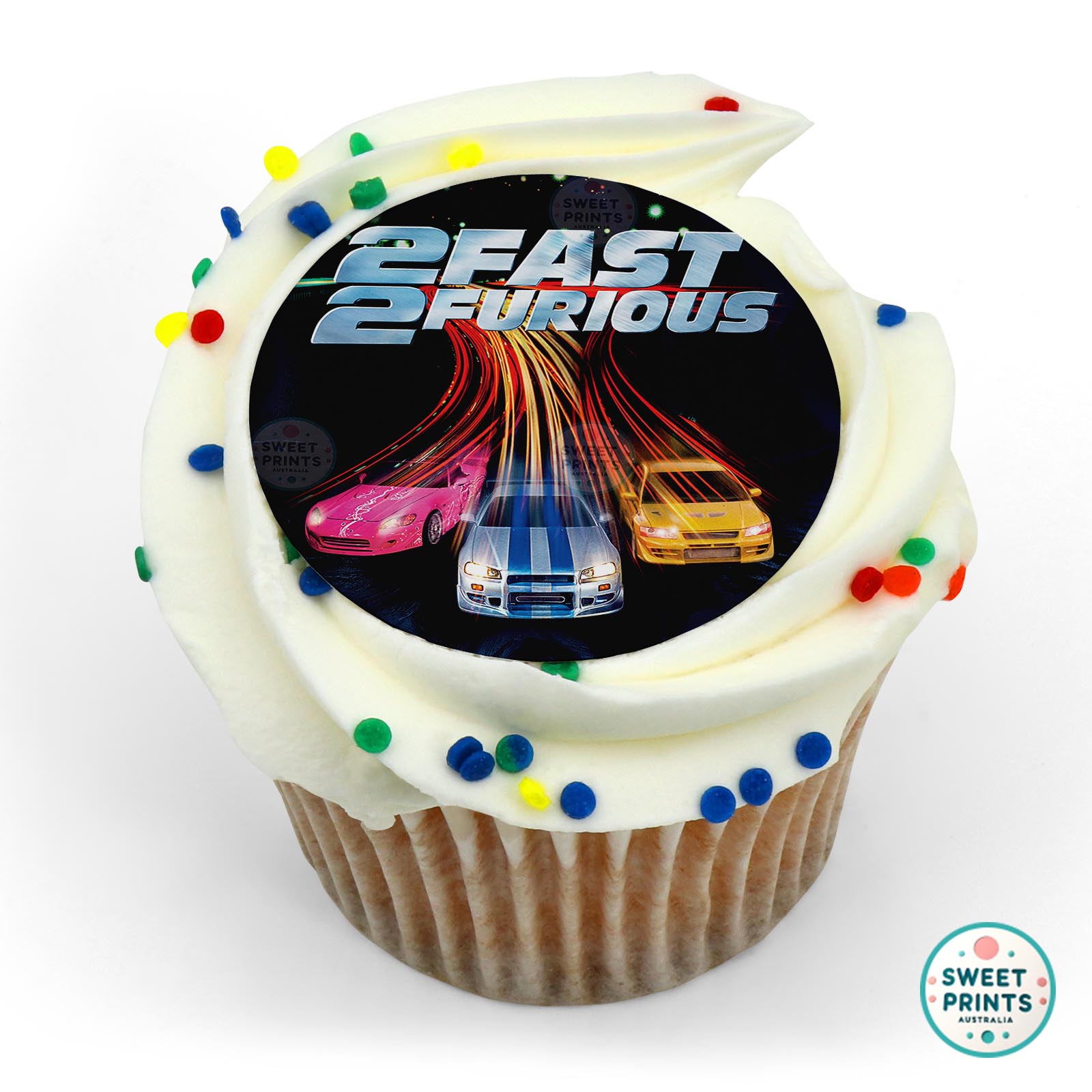 Fast And Furious 2 Fast 2 Furious Cars With Colour Trails edible cake topper