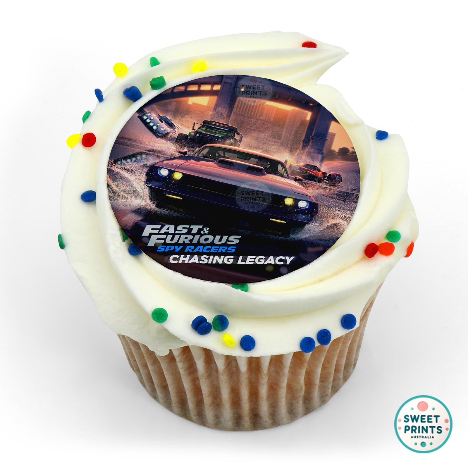 Fast And Furious Blue Challenger Front View edible cake topper