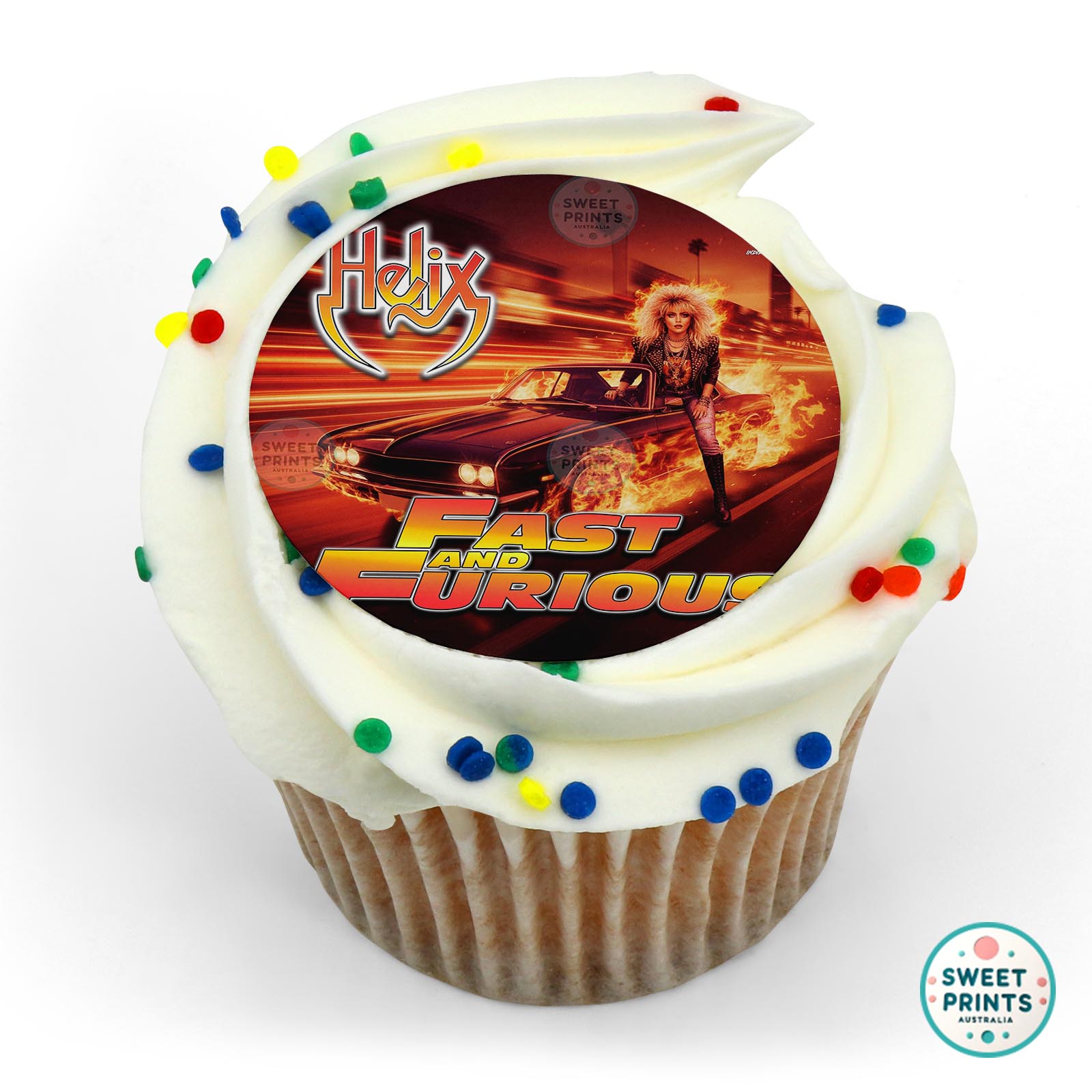 Fast And Furious Car On Fire edible cake topper