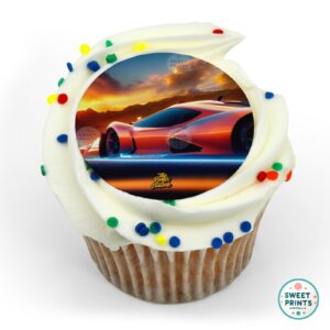 fast and furious orange supercar at sunset o