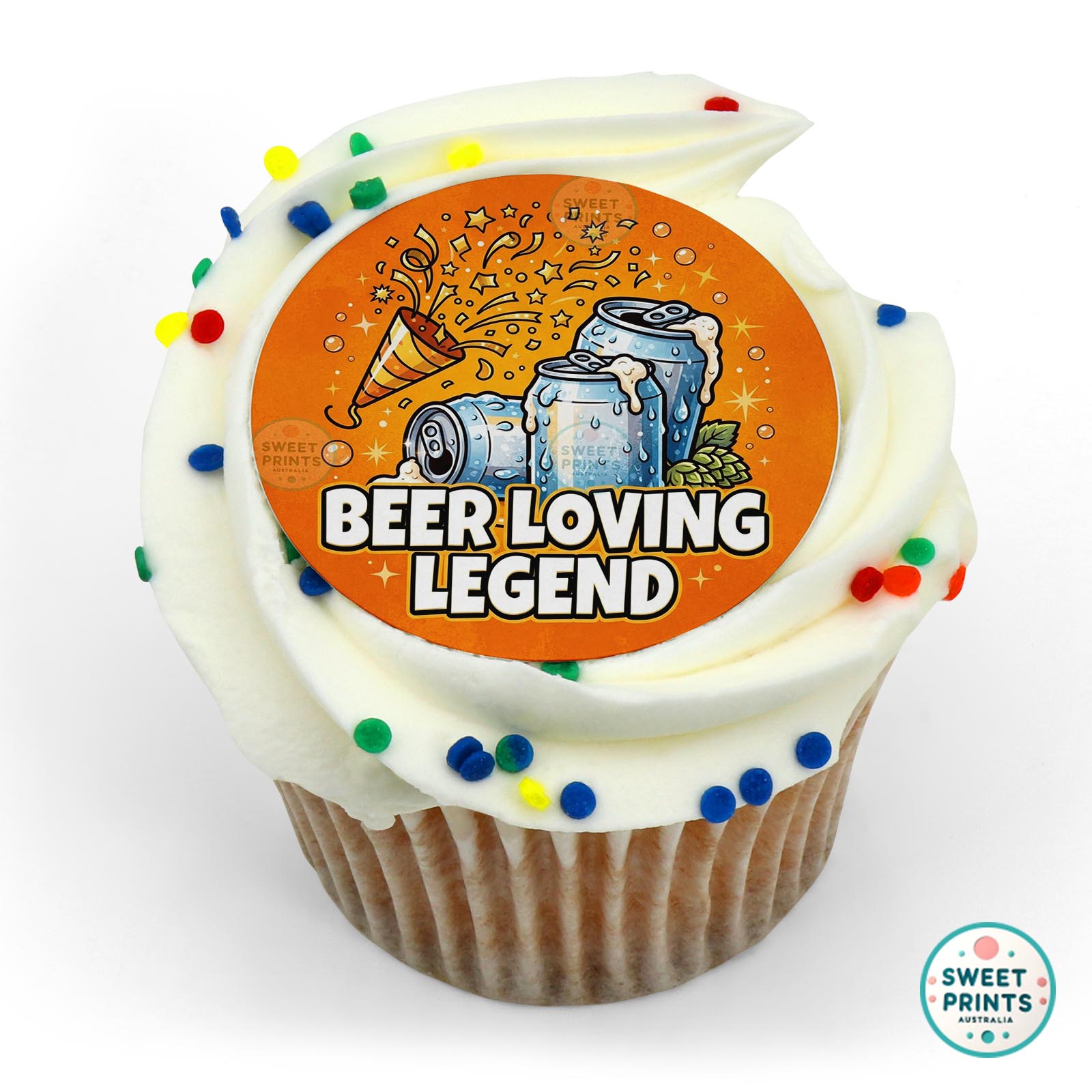 Fathers Day Beer Confetti Text edible cake topper