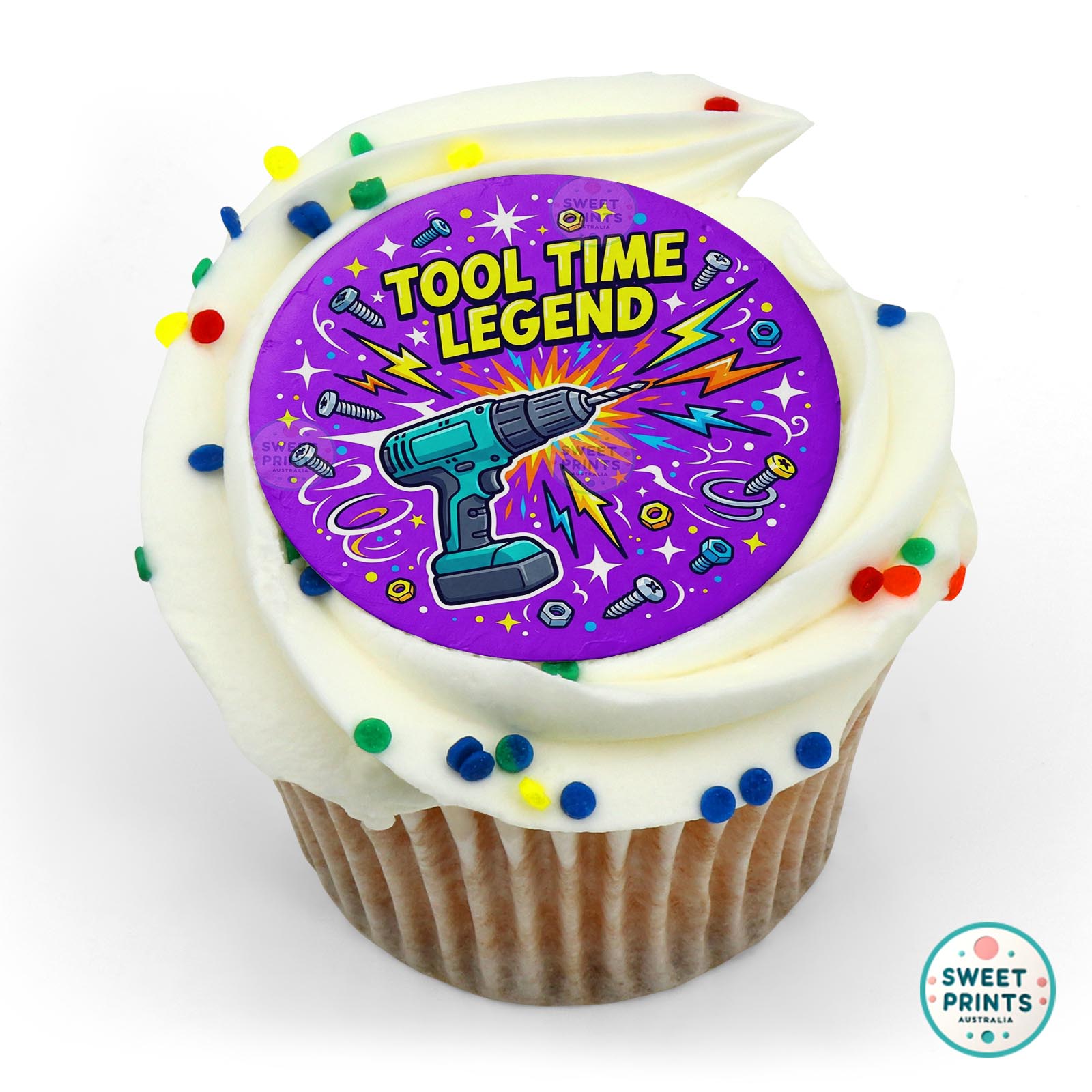 Fathers Day Drill Screws Text edible cake topper