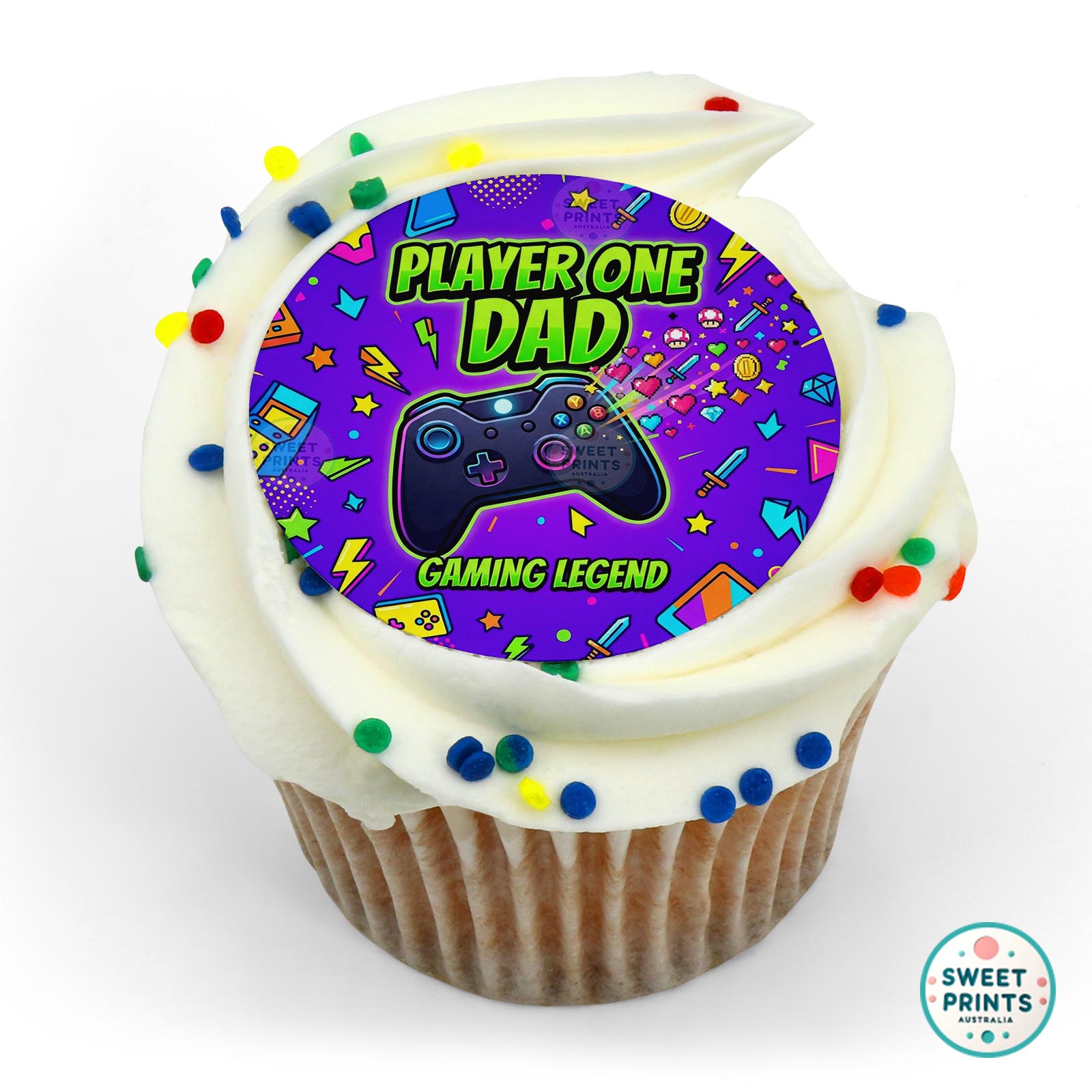 Fathers Day Gamepad Text Icons edible cake topper