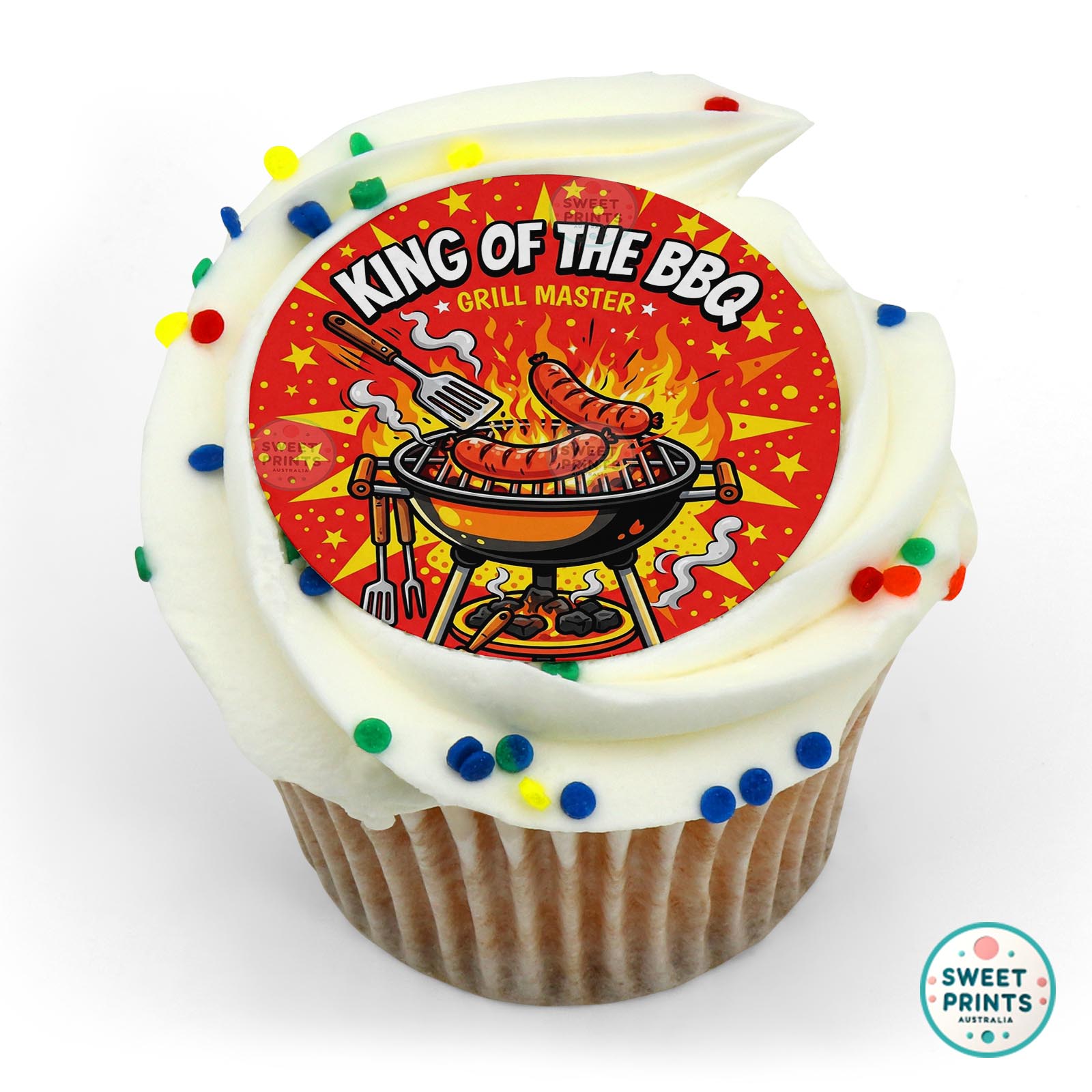 Fathers Day Grill Sausages Spatula edible cake topper