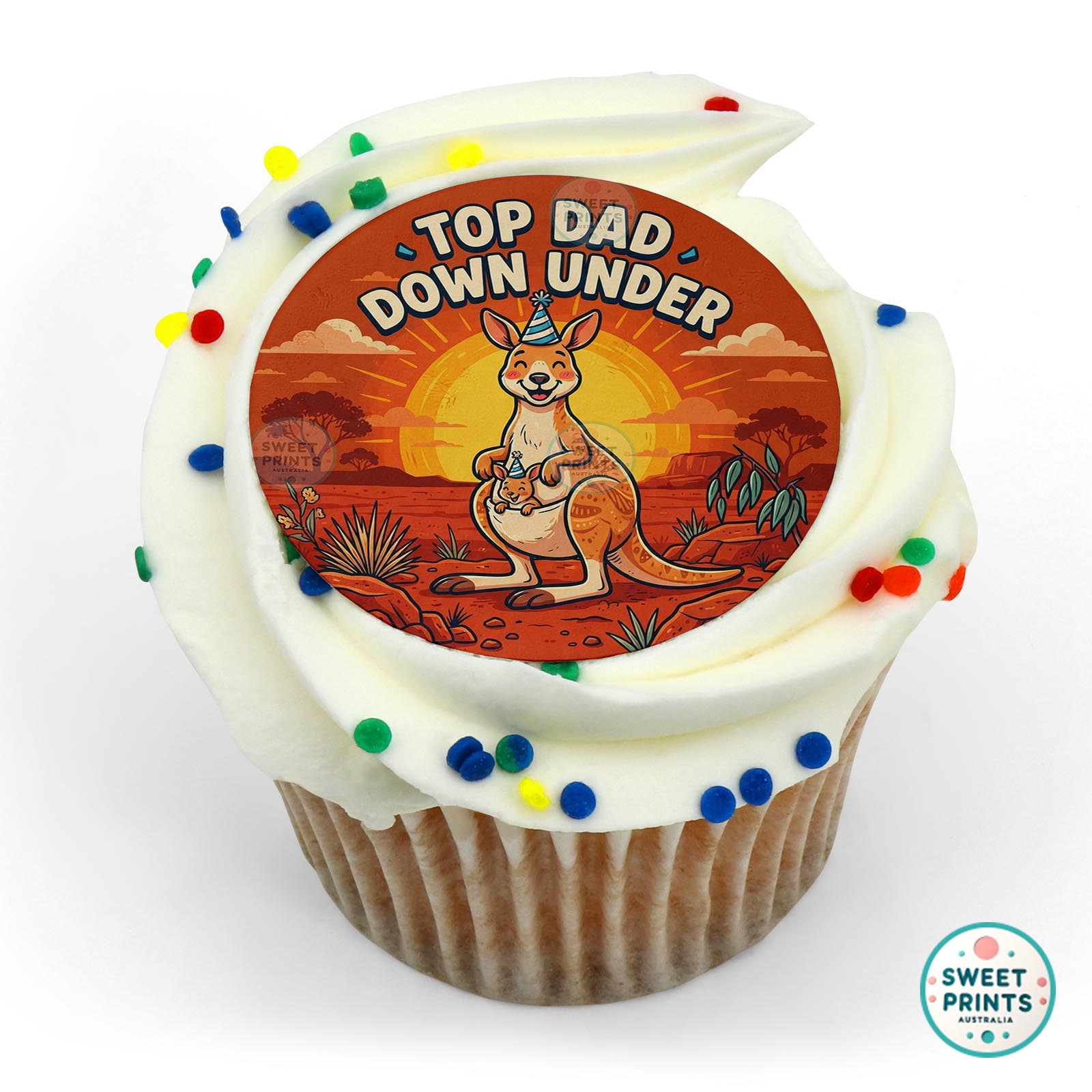 Fathers Day Kangaroo Joey Sun edible cake topper