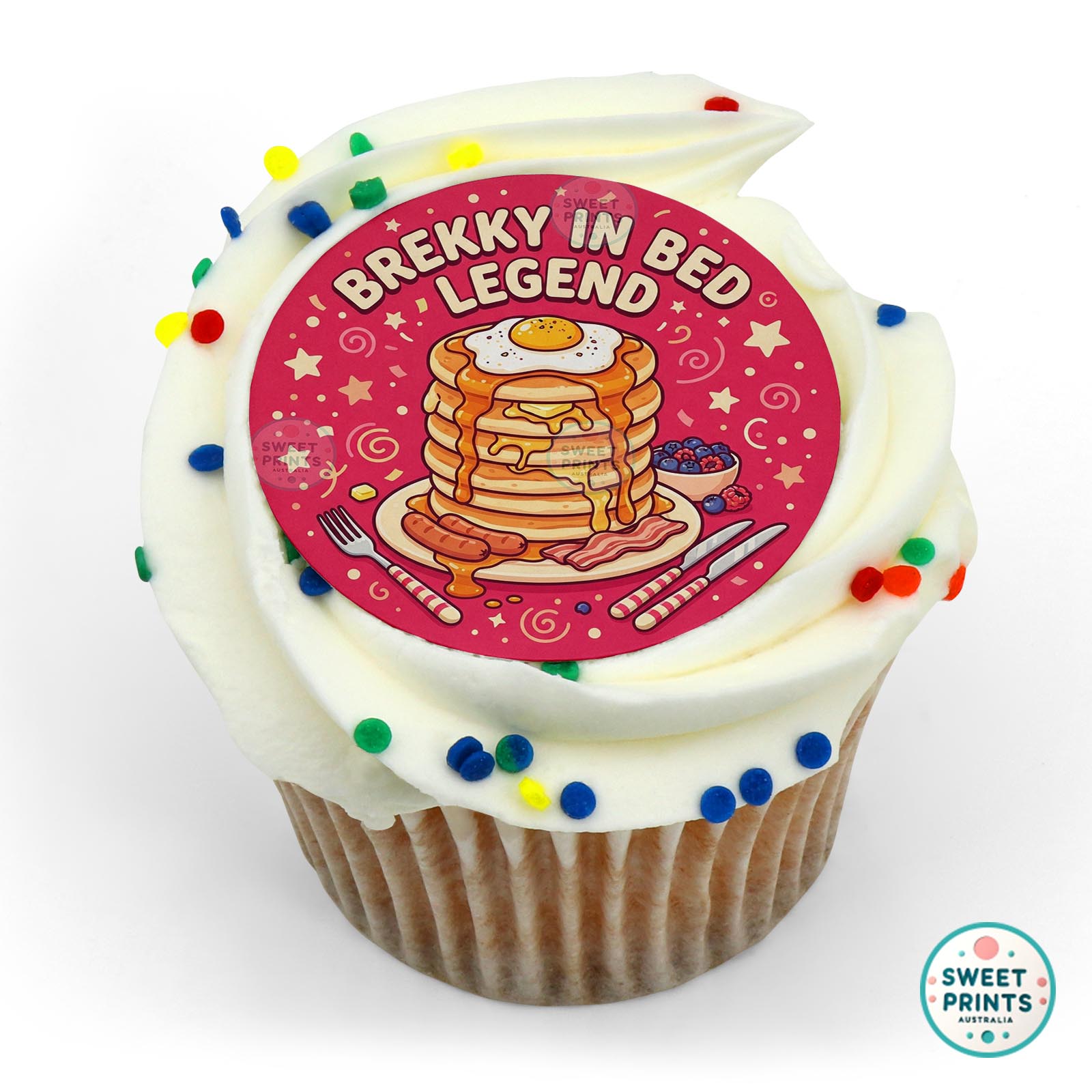 Fathers Day Pancakes Breakfast Illustration edible cake topper