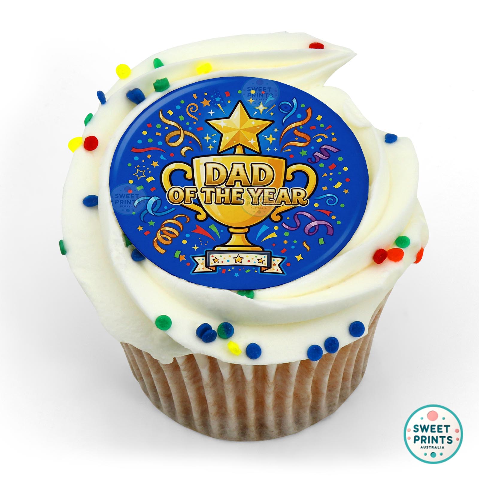 Fathers Day Trophy Star Confetti edible cake topper
