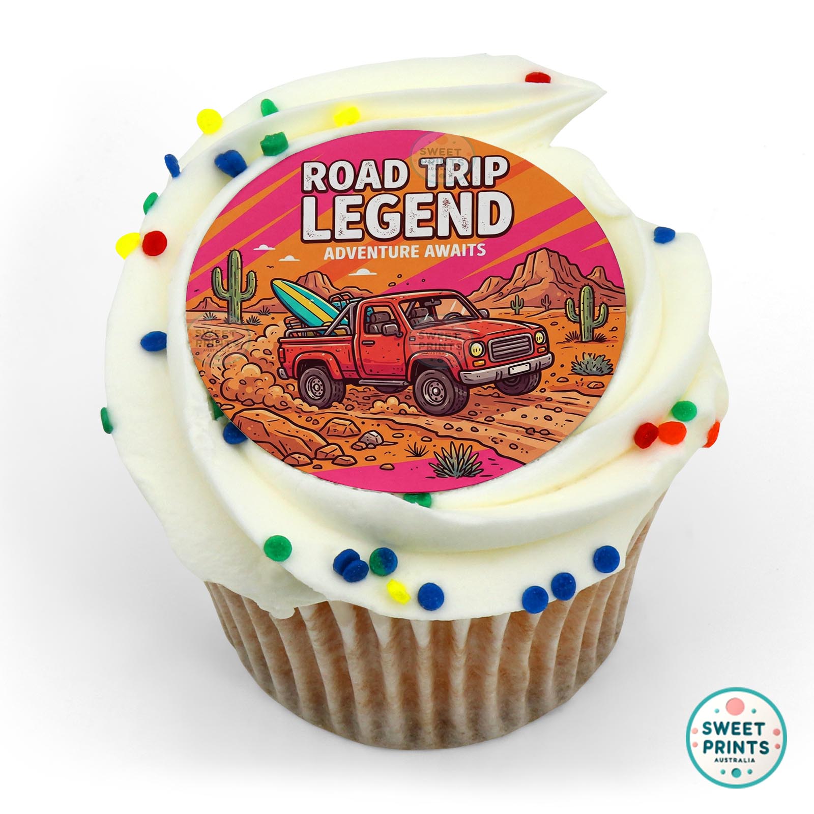 Fathers Day Truck Desert Surfboard edible cake topper
