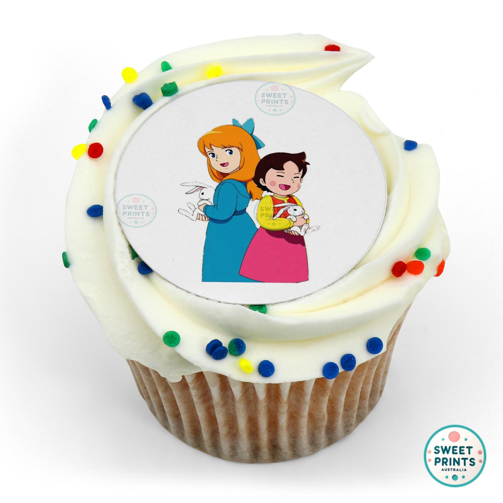 Heidi And Clara Holding Rabbits edible cake topper