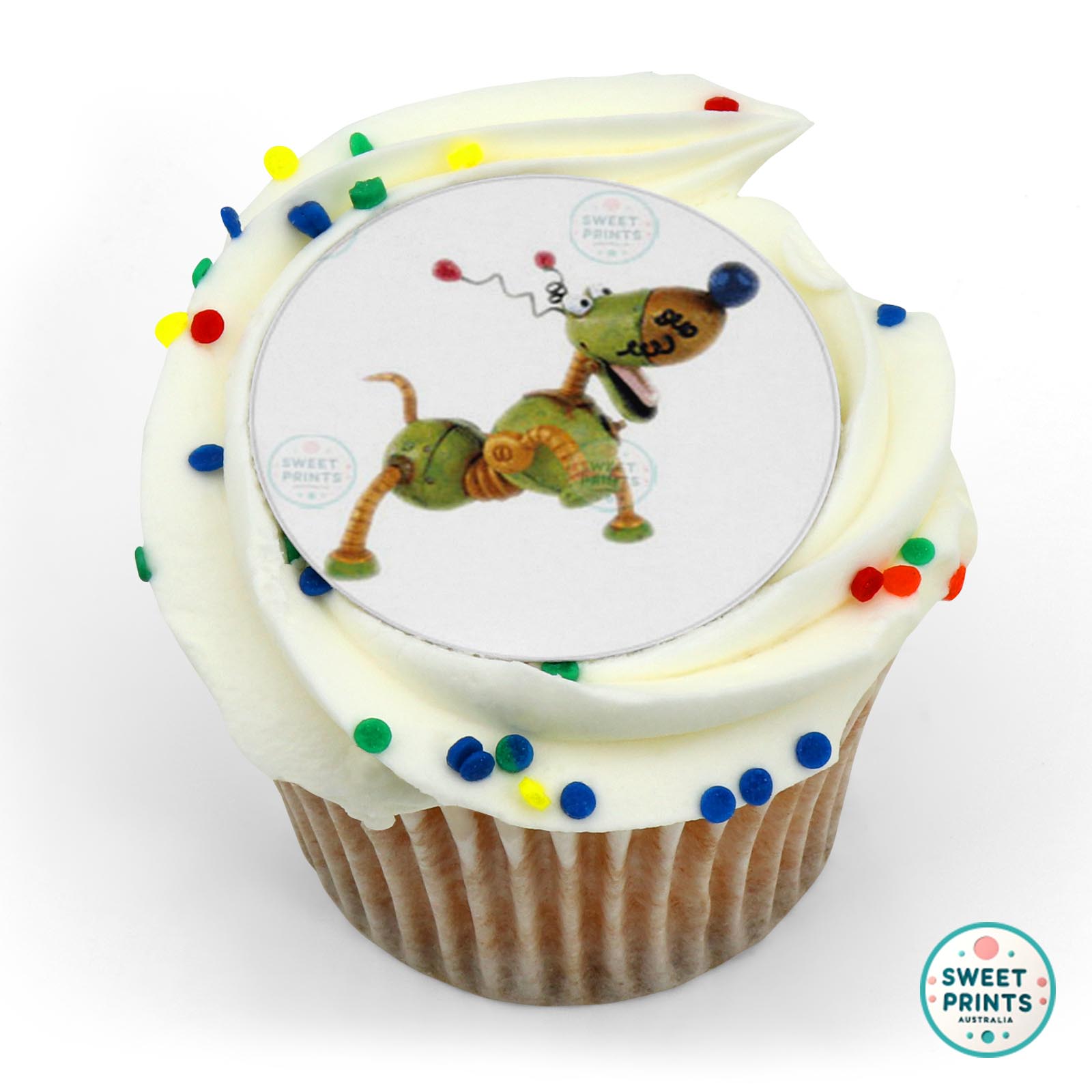 Little Robots Messy On Two Paws edible cake topper