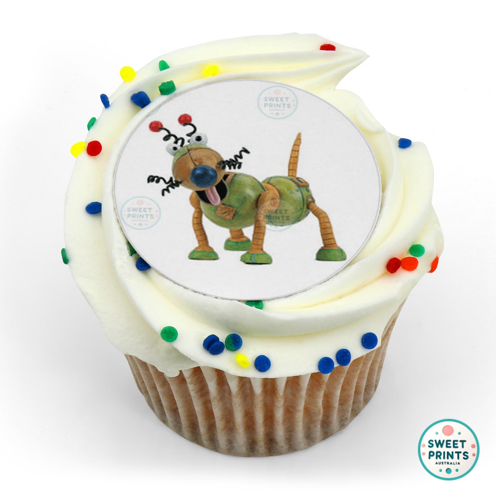 Little Robots Messy Tongue Out edible cake topper