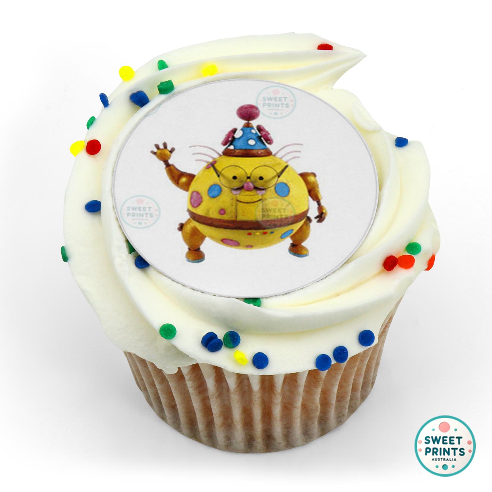 Little Robots Spotty Waving edible cake topper
