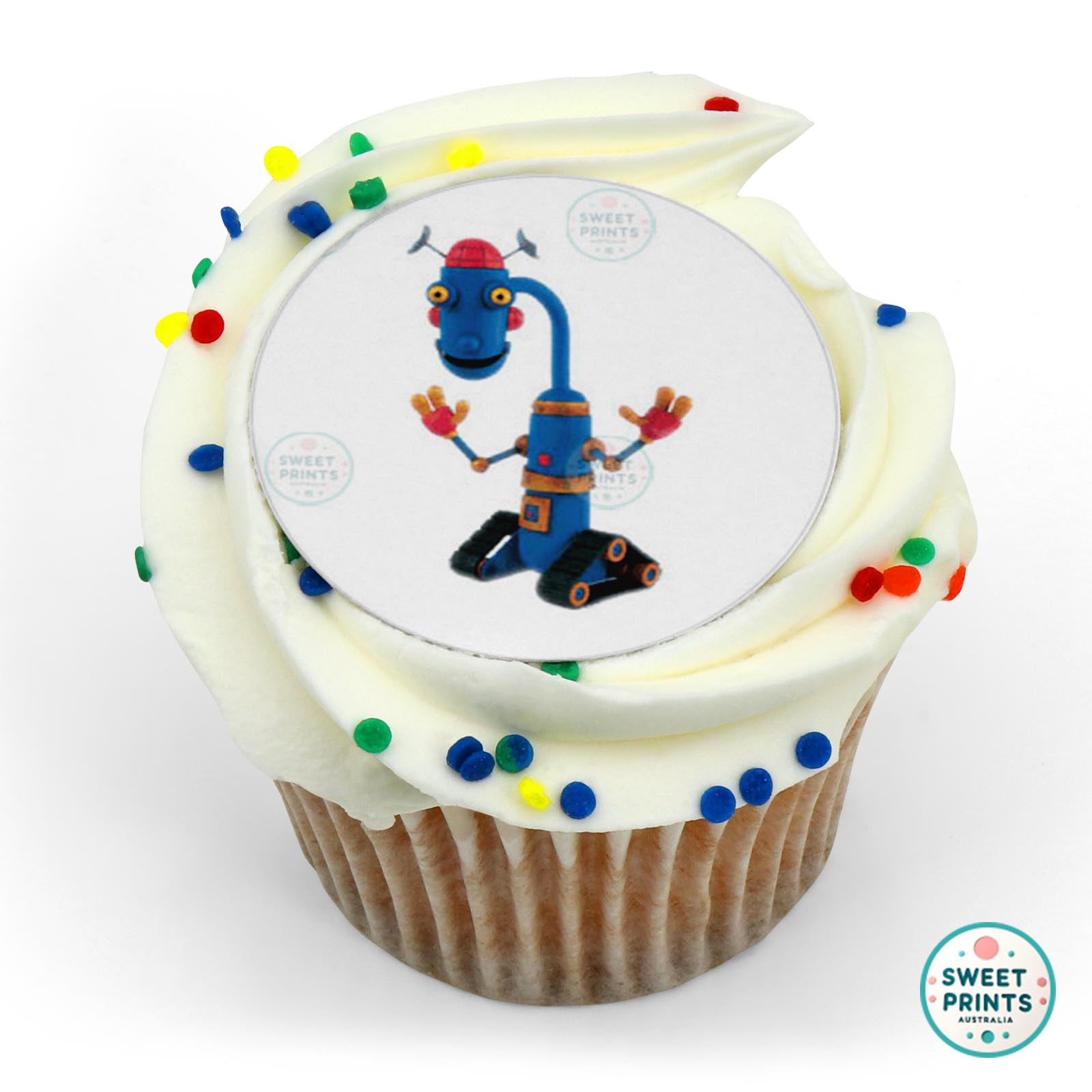 Little Robots Stretchy Hands Up edible cake topper