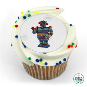 little robots stripy waving o