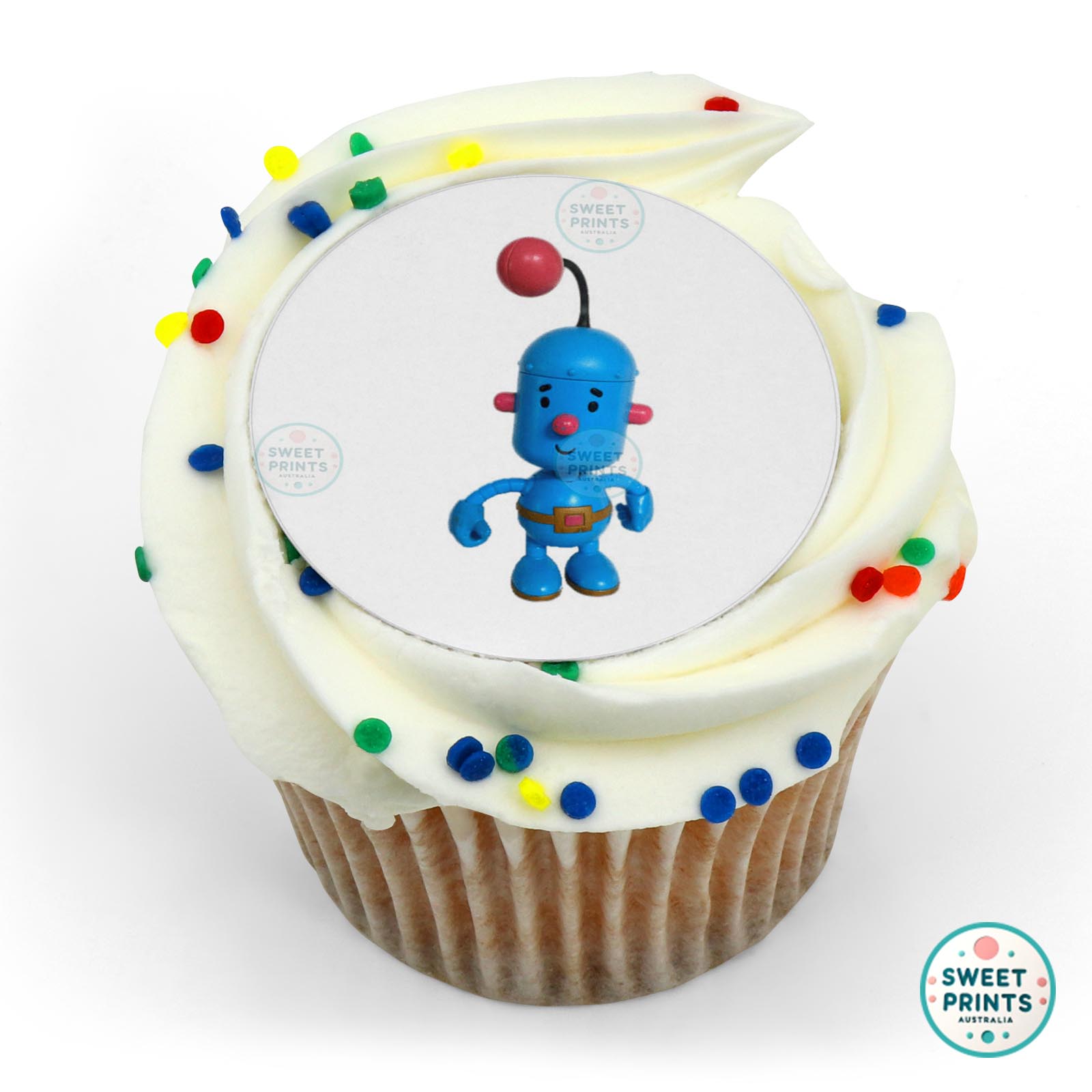 Little Robots Tiny Looking Up edible cake topper