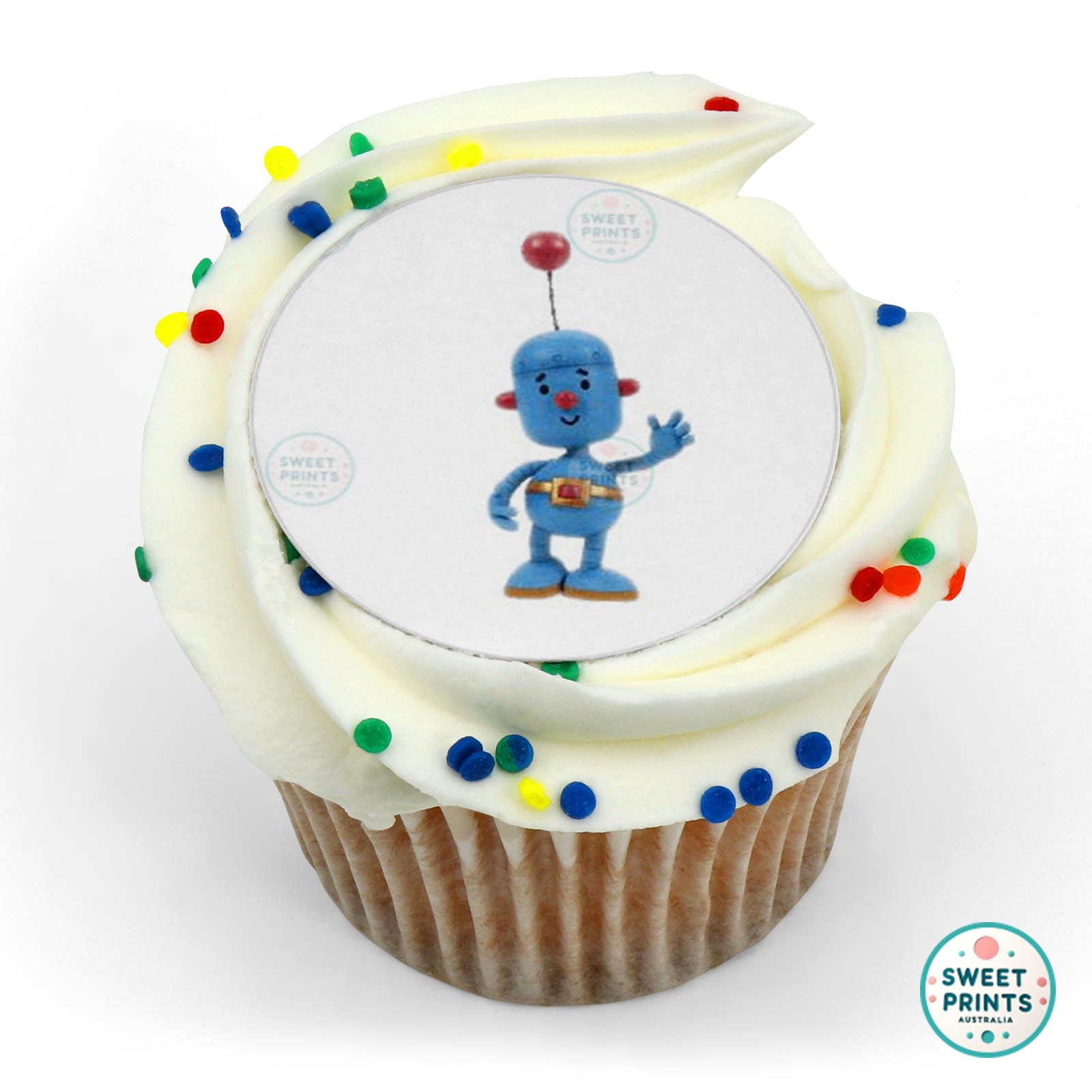 Little Robots Tiny Waving edible cake topper