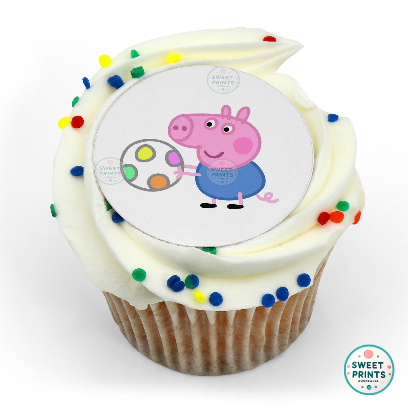 Peppa Pig George Playing With Ball edible cake topper