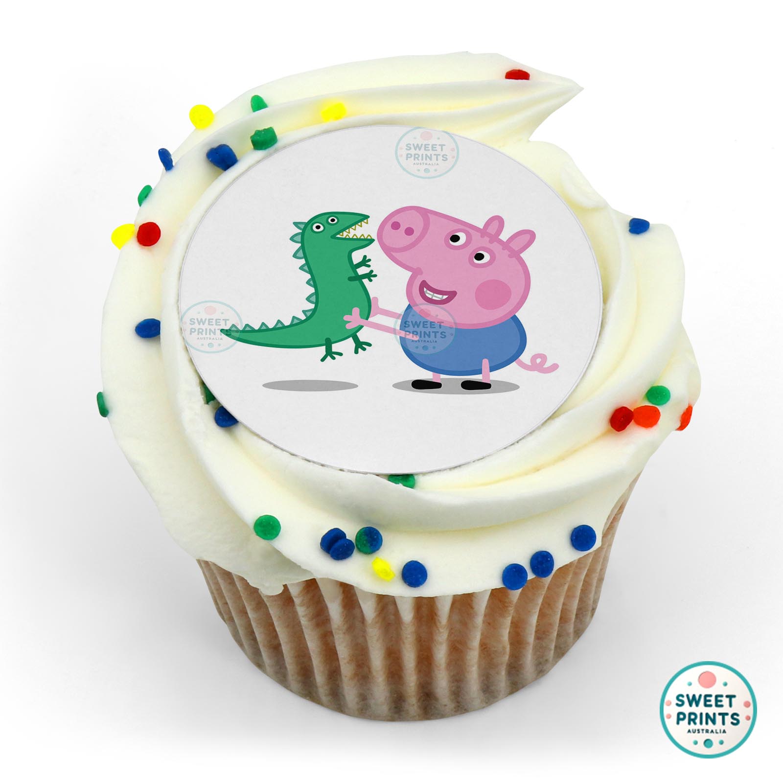 Peppa Pig George Playing With Dinosaur edible cake topper