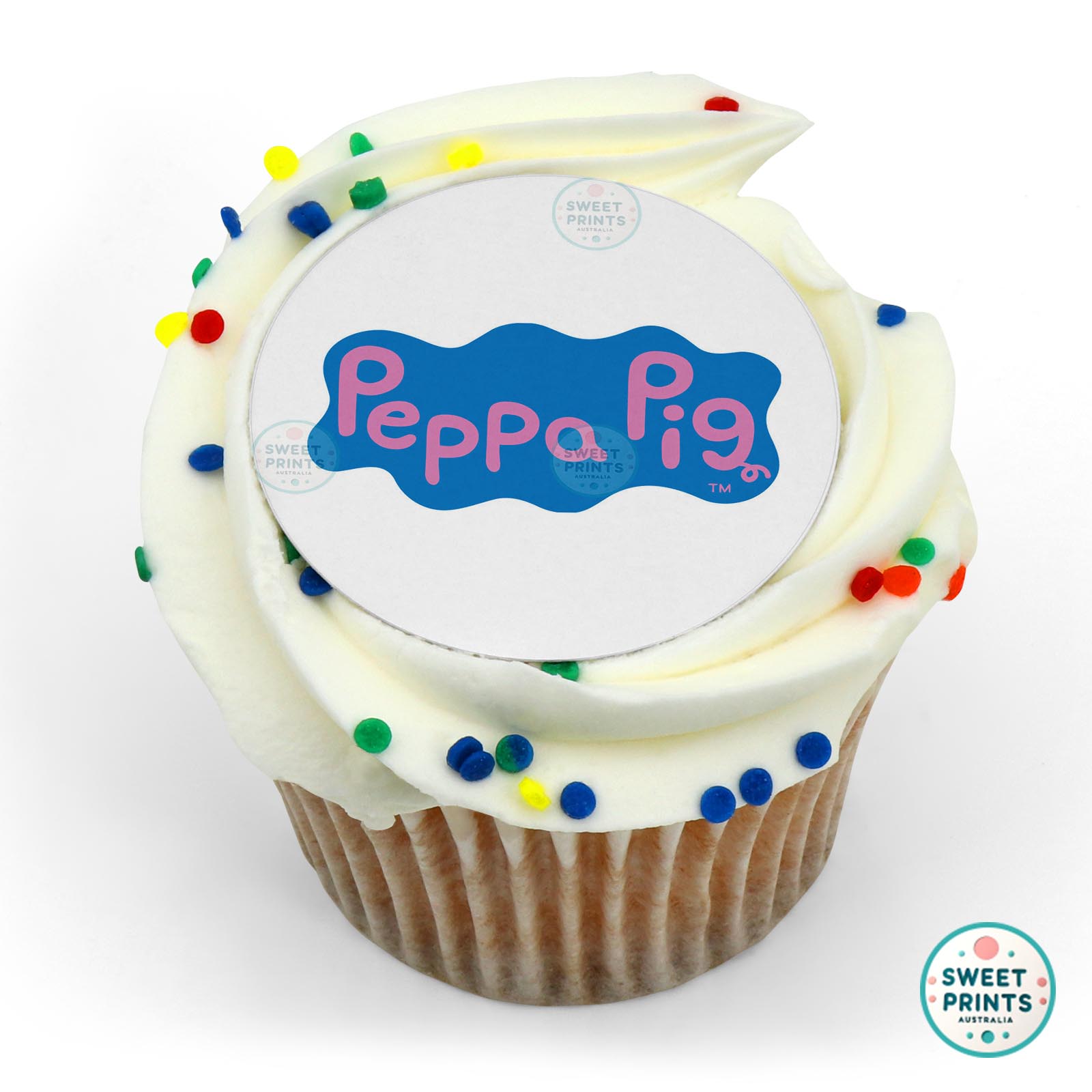 Peppa Pig Logo edible cake topper