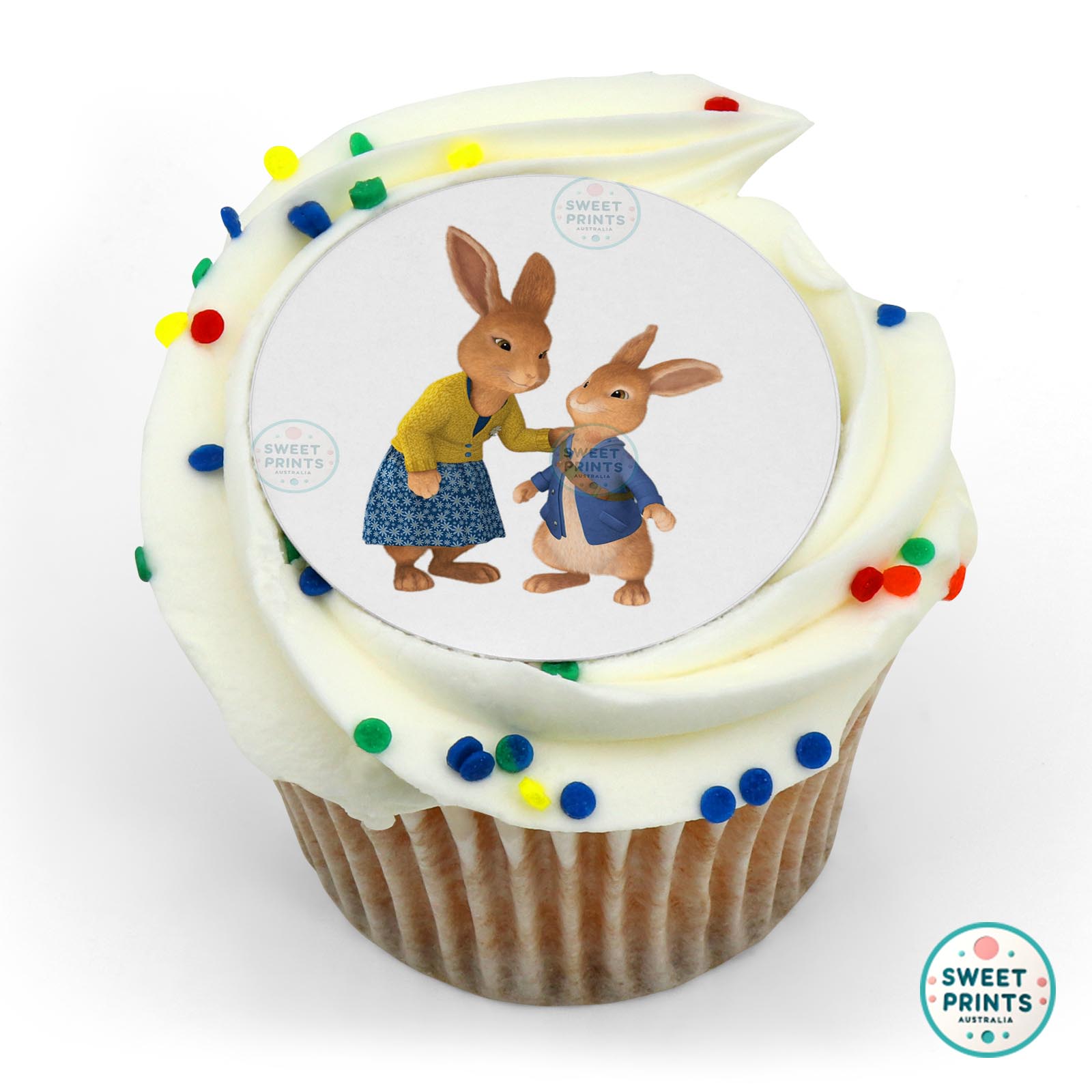 Peter Rabbit And Mum edible cake topper