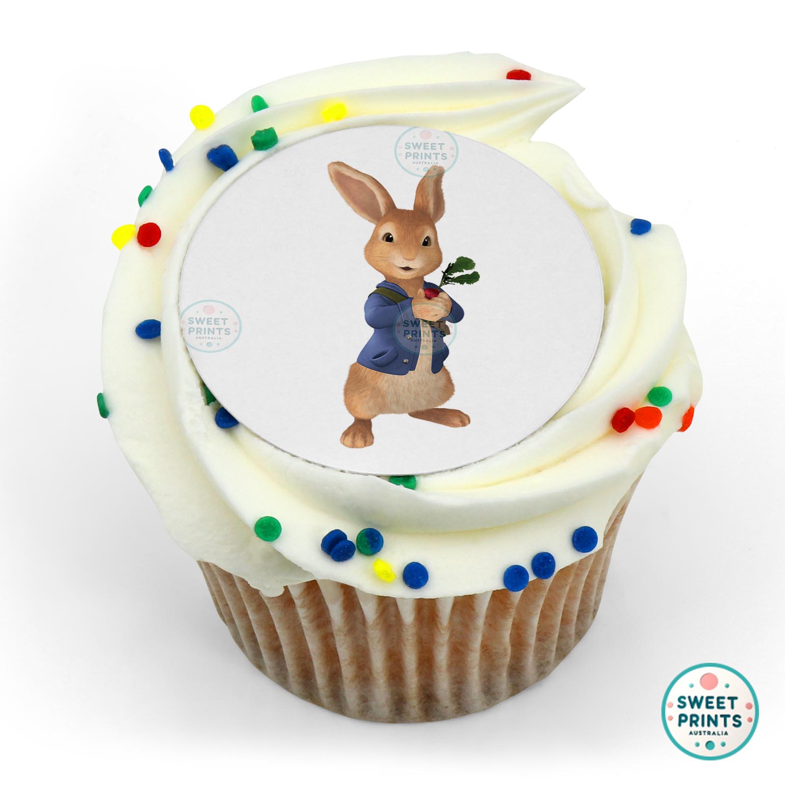 Peter Rabbit Holding Radish edible cake topper