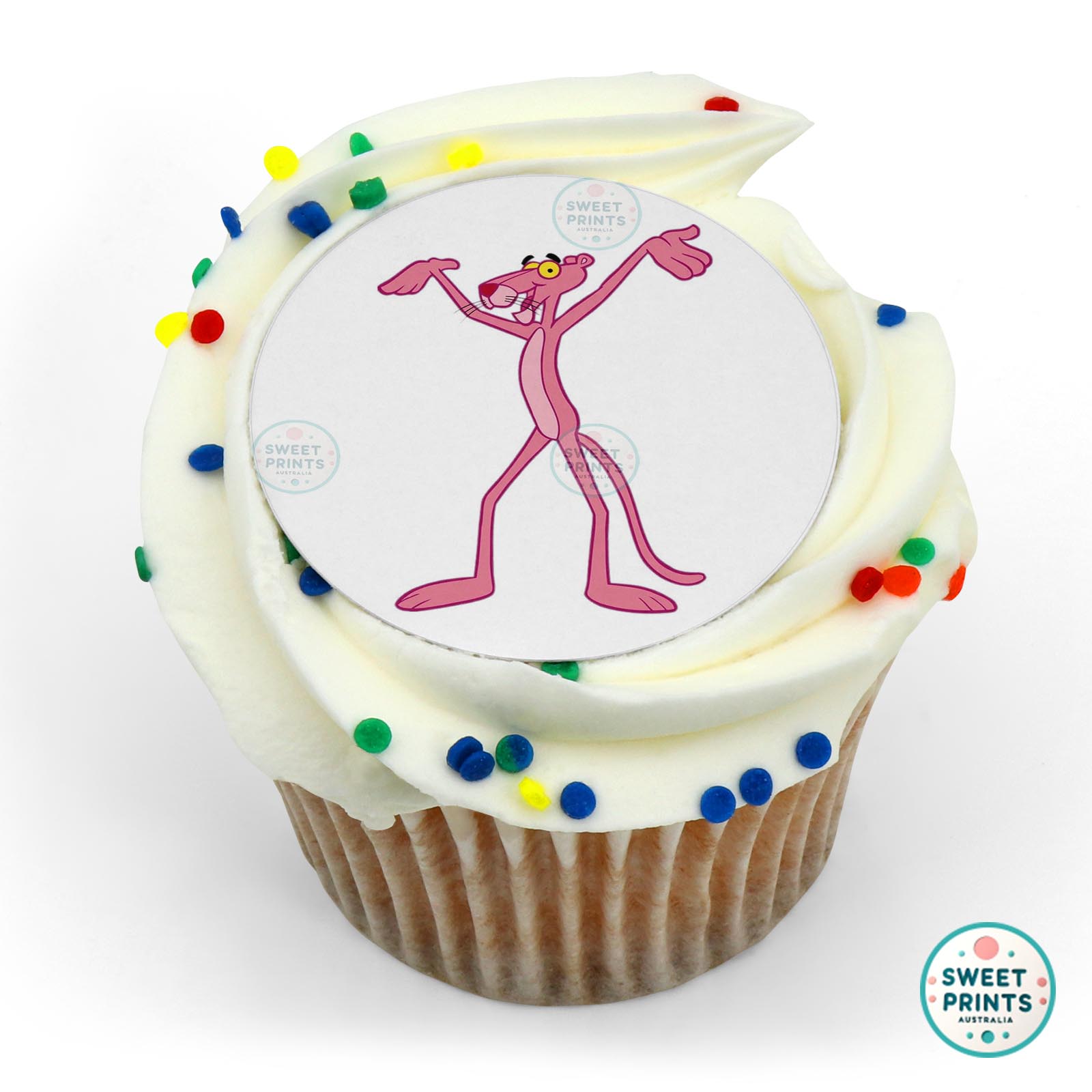 Pink Panther Hurray edible cake topper