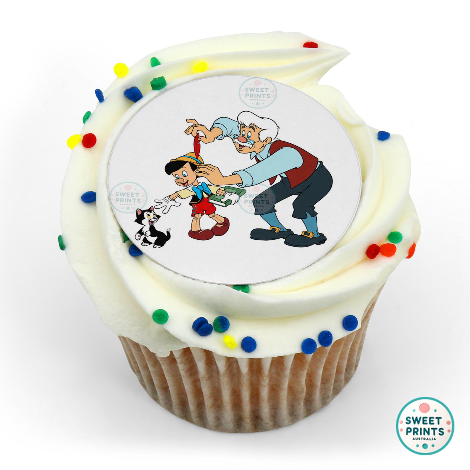 Pinocchio Gepetto And Figaro edible cake topper