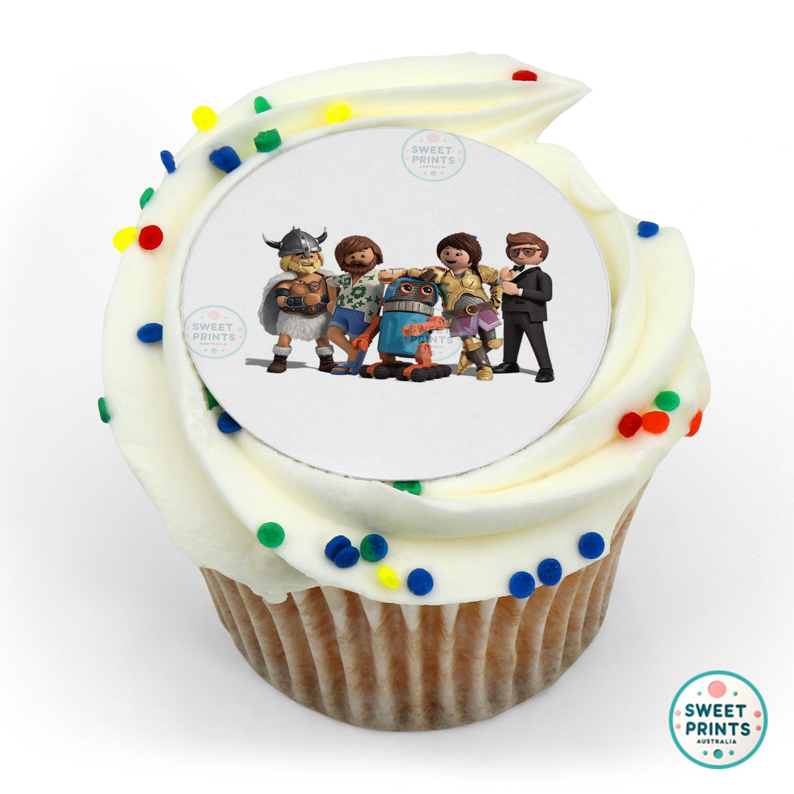Playmobil The Movie Cast edible cake topper